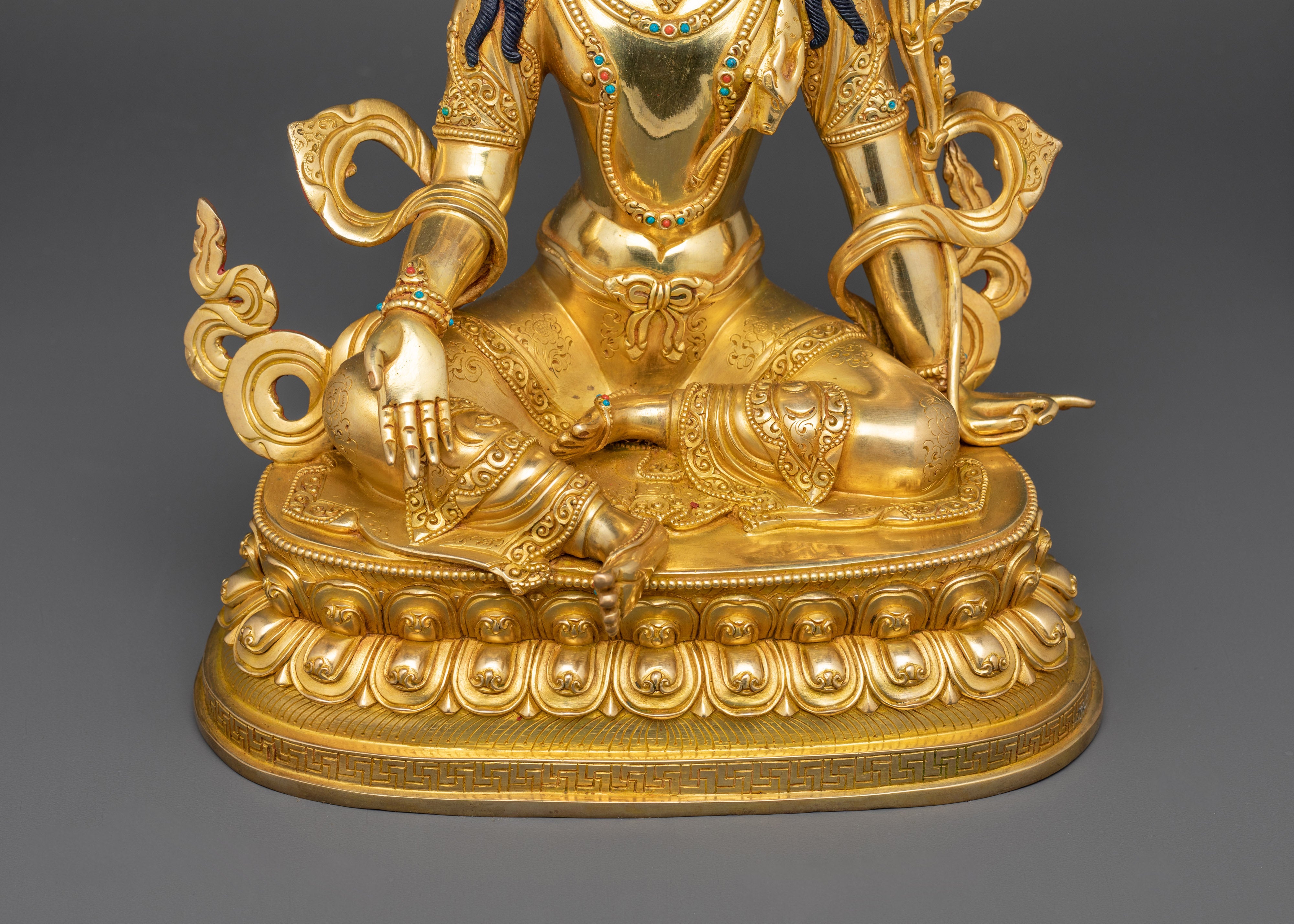 24K Gold Gilded Deity Avalokiteshvara Tibetan Chenrezig | Handcrafted Statue