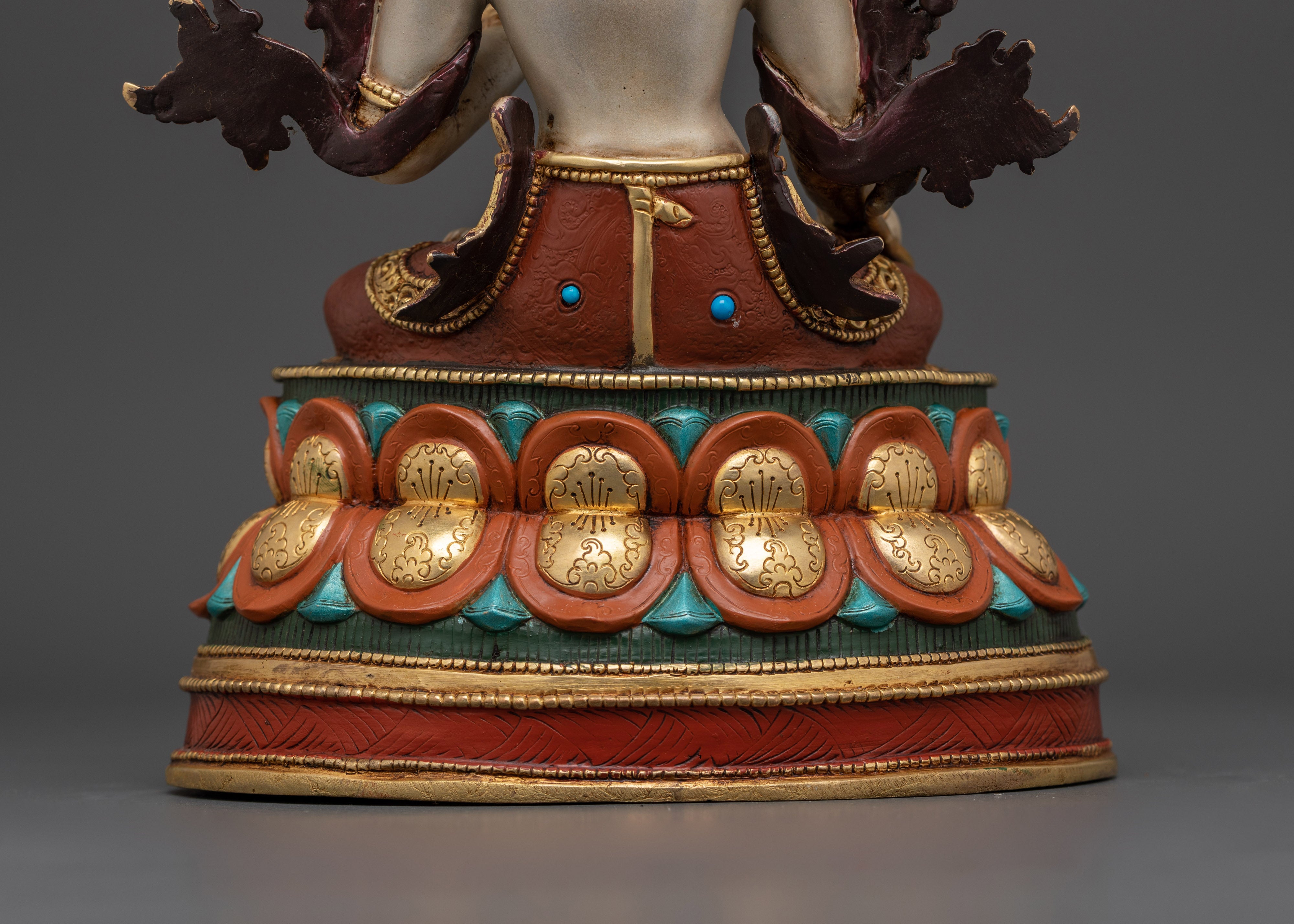 Beautiful White Tara Buddha Figurine | 24K Gold Gilded Buddhist Statue