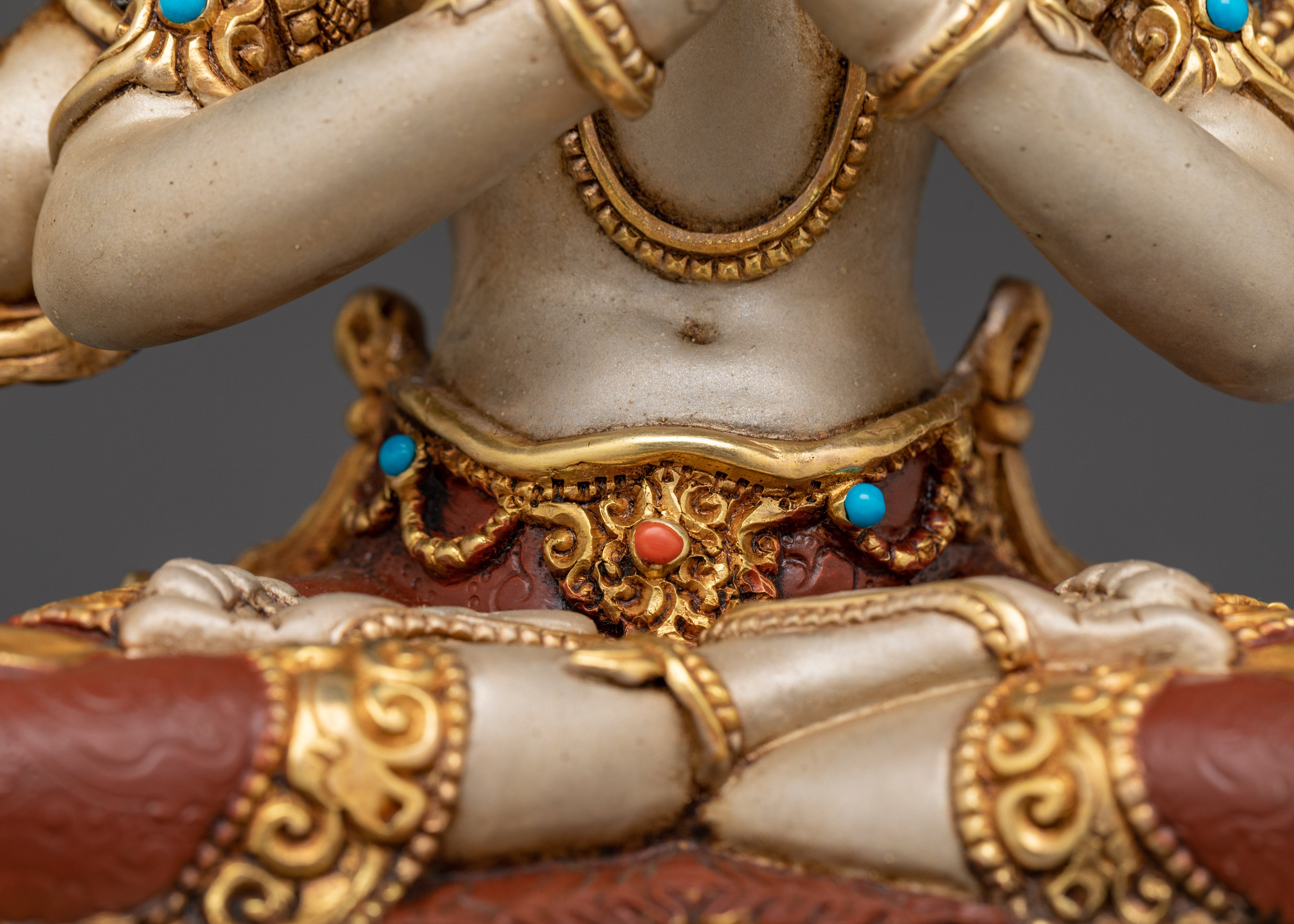 Compassion Buddha 4-Armed Chenrezig Figure | Statue in 24K Gold Gilding