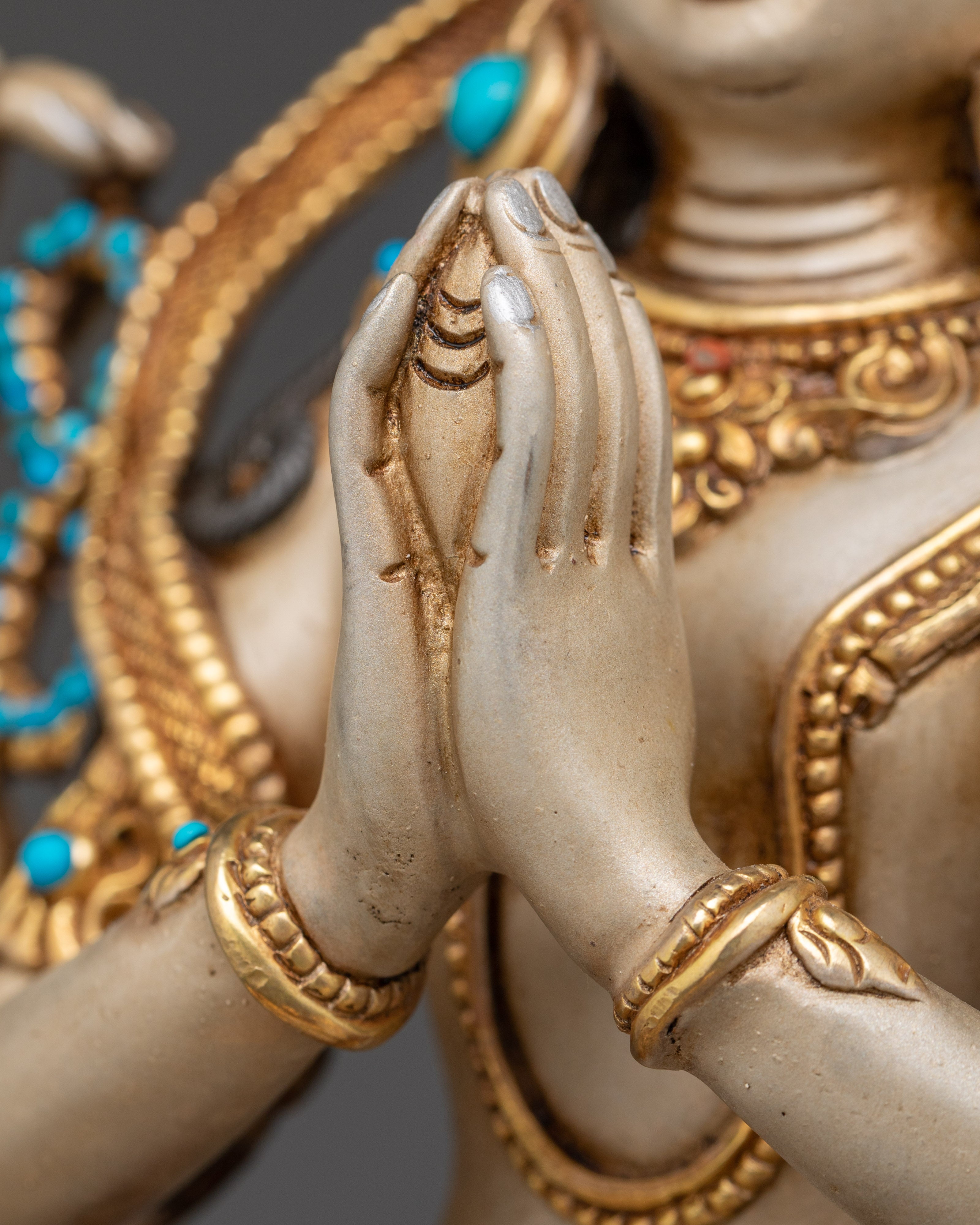 Compassion Buddha 4-Armed Chenrezig Figure | Statue in 24K Gold Gilding