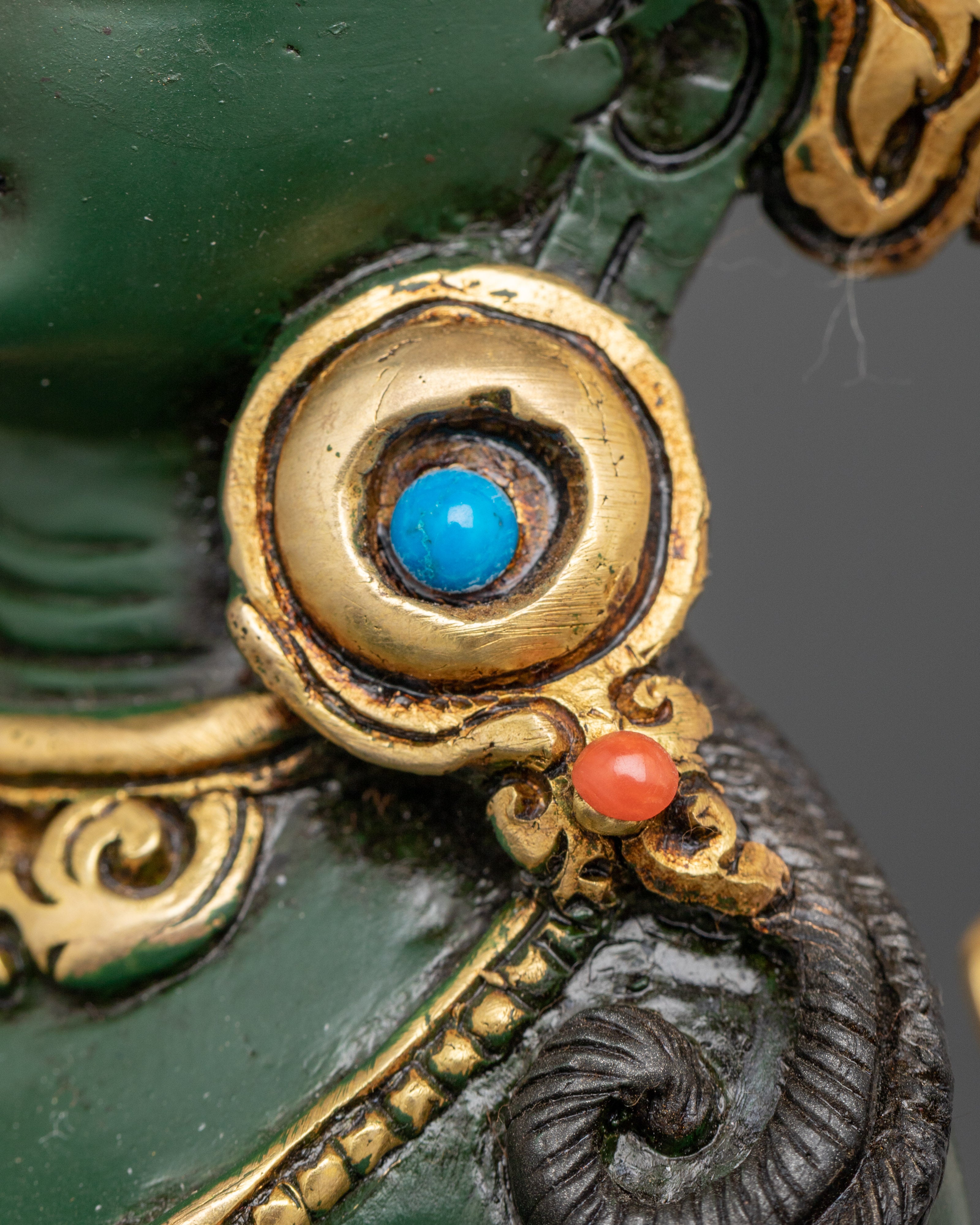 Green Tara Deity Goddess Statue | Handcrafted 24K Gold Gilded Buddhist Art