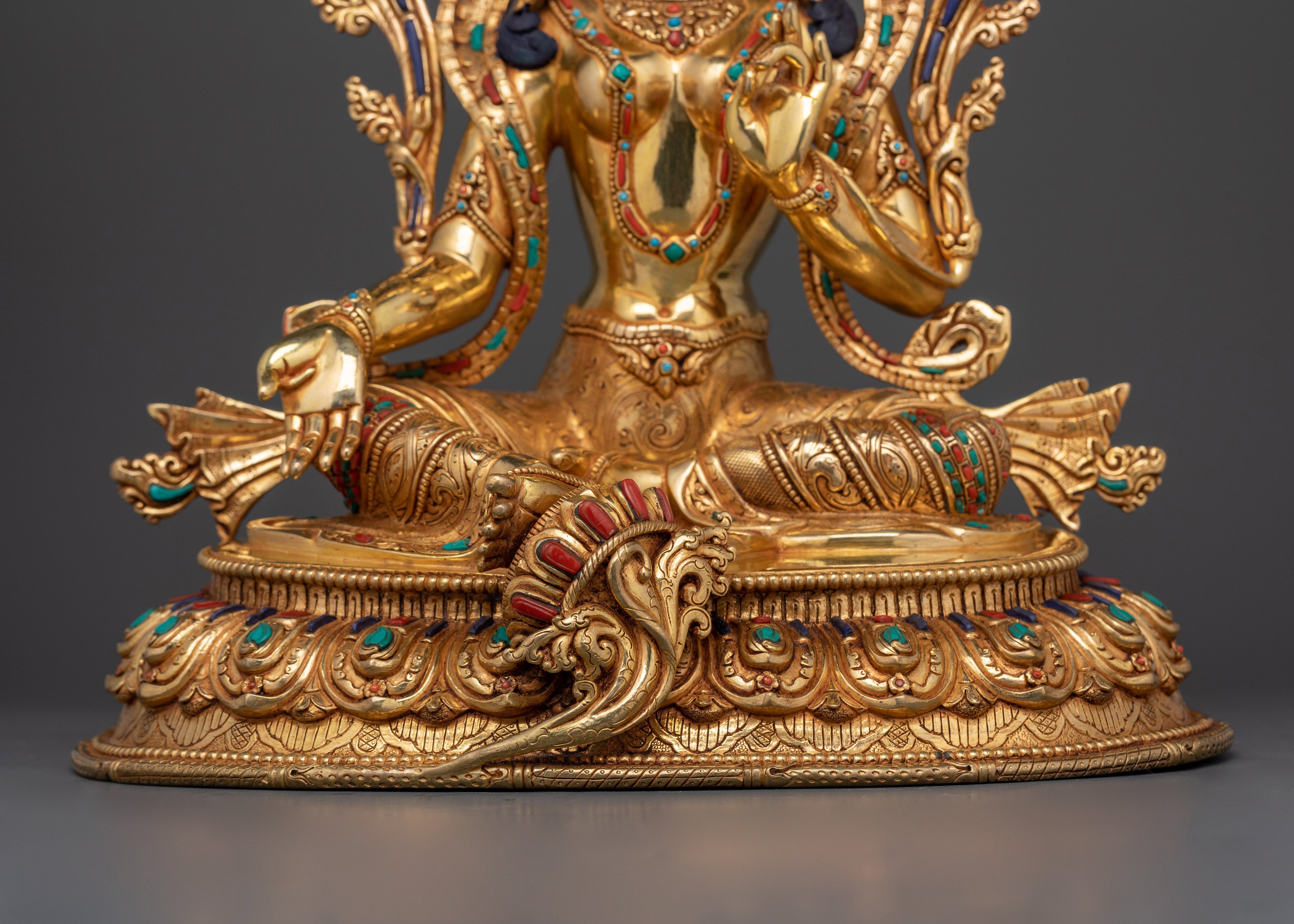 The Compassionate Protector and Swift Savior | Green Tara 24K Gold Gilded Statue