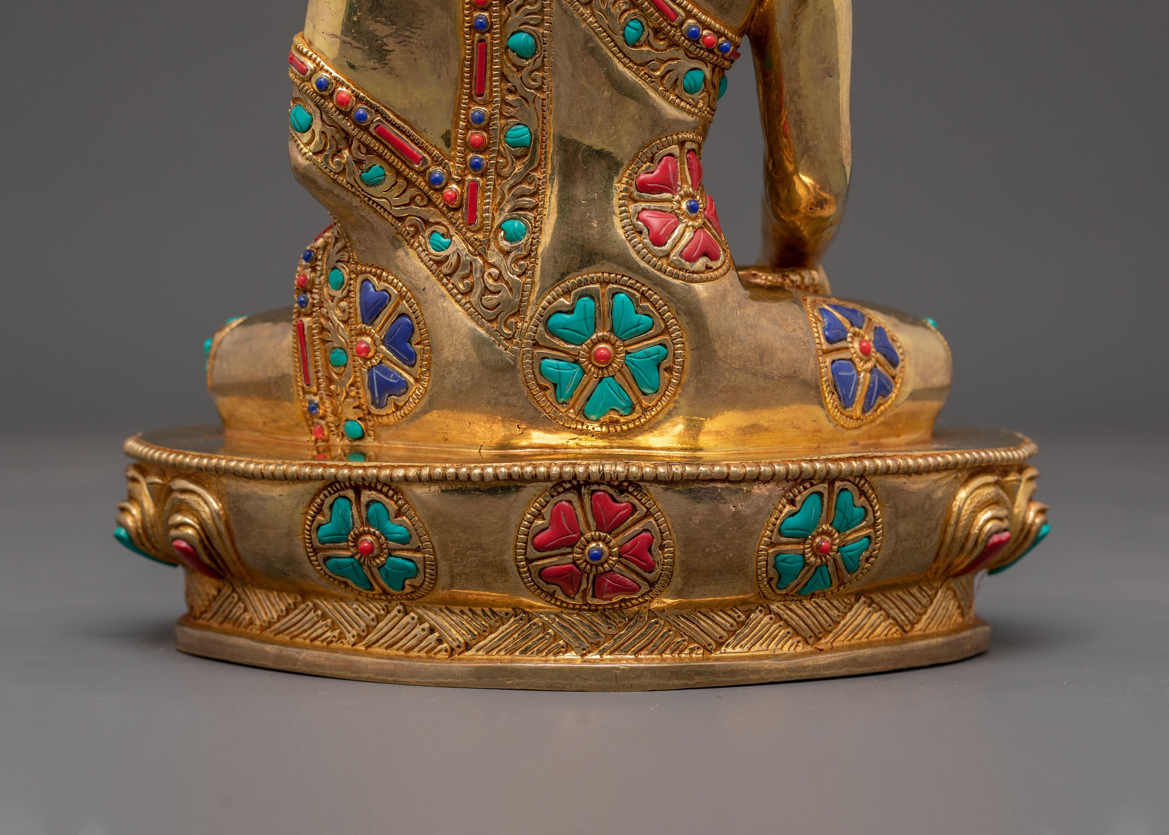 Golden Shakyamuni Buddha, Handmade Himalayan Sculpture