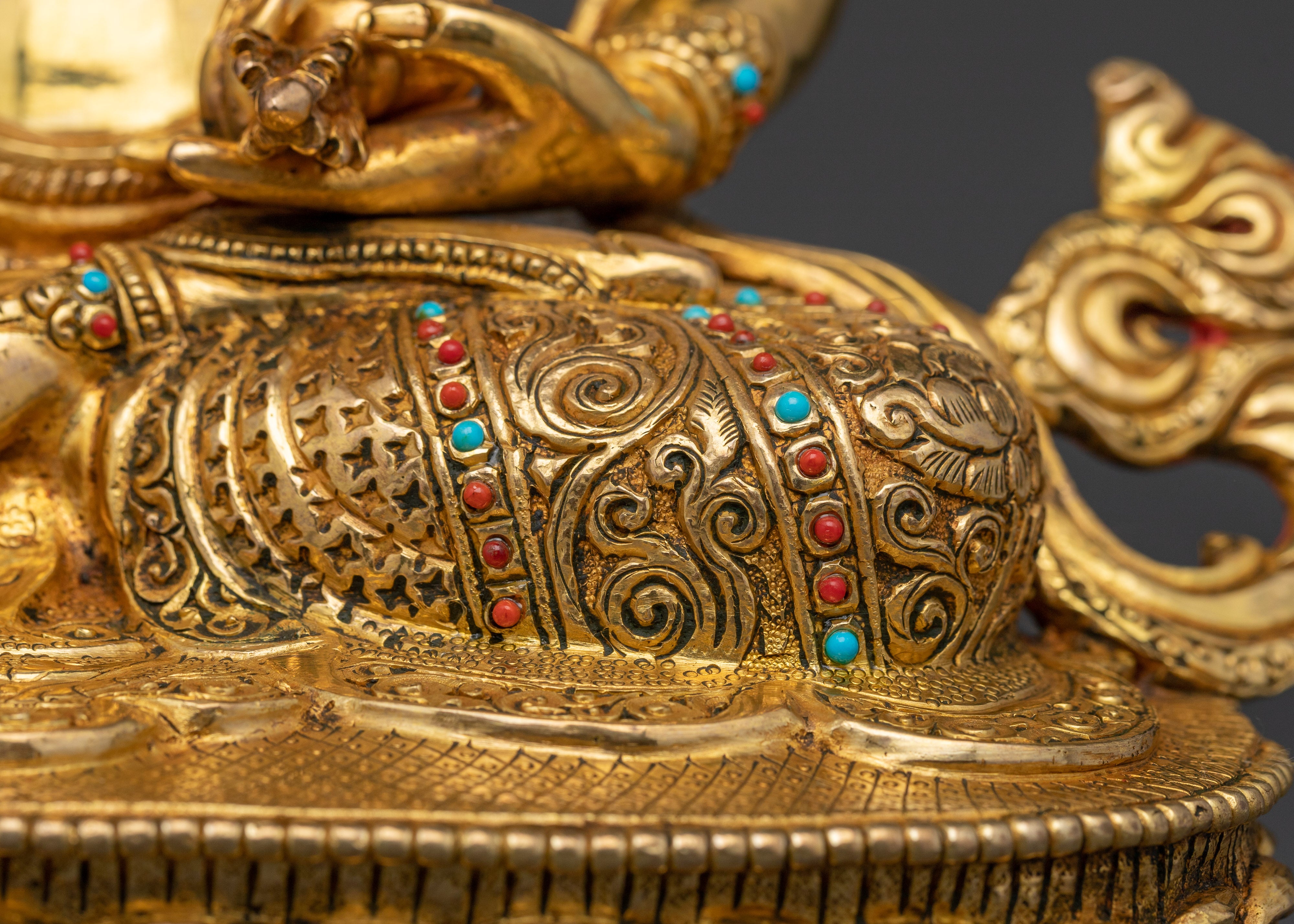 24K Gold Gilded Vajrasattva Statue | 13.8 Inches Tibetan Buddha Deity Sculpture