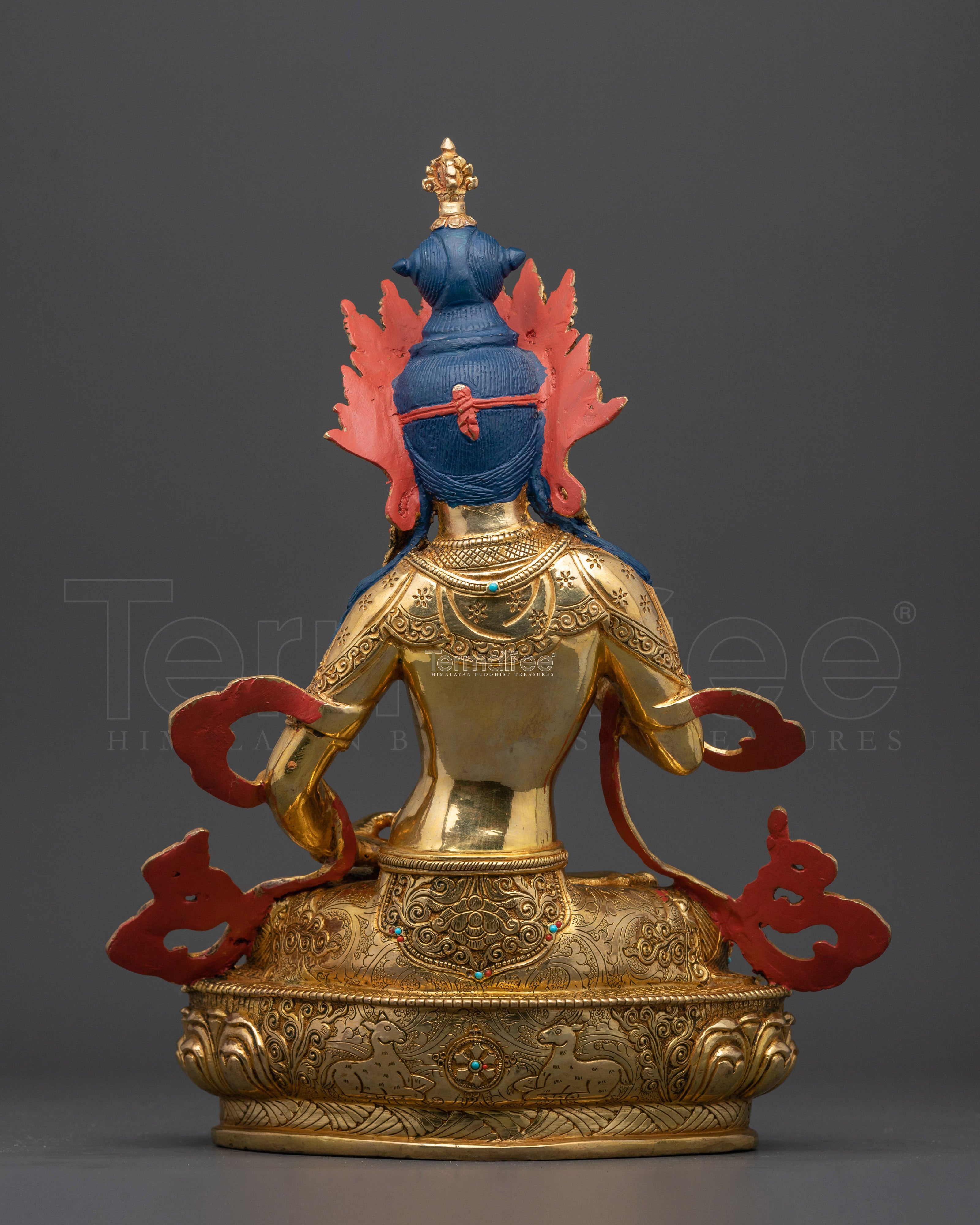 24K Gold Gilded Vajrasattva Statue | 13.8 Inches Tibetan Buddha Deity Sculpture