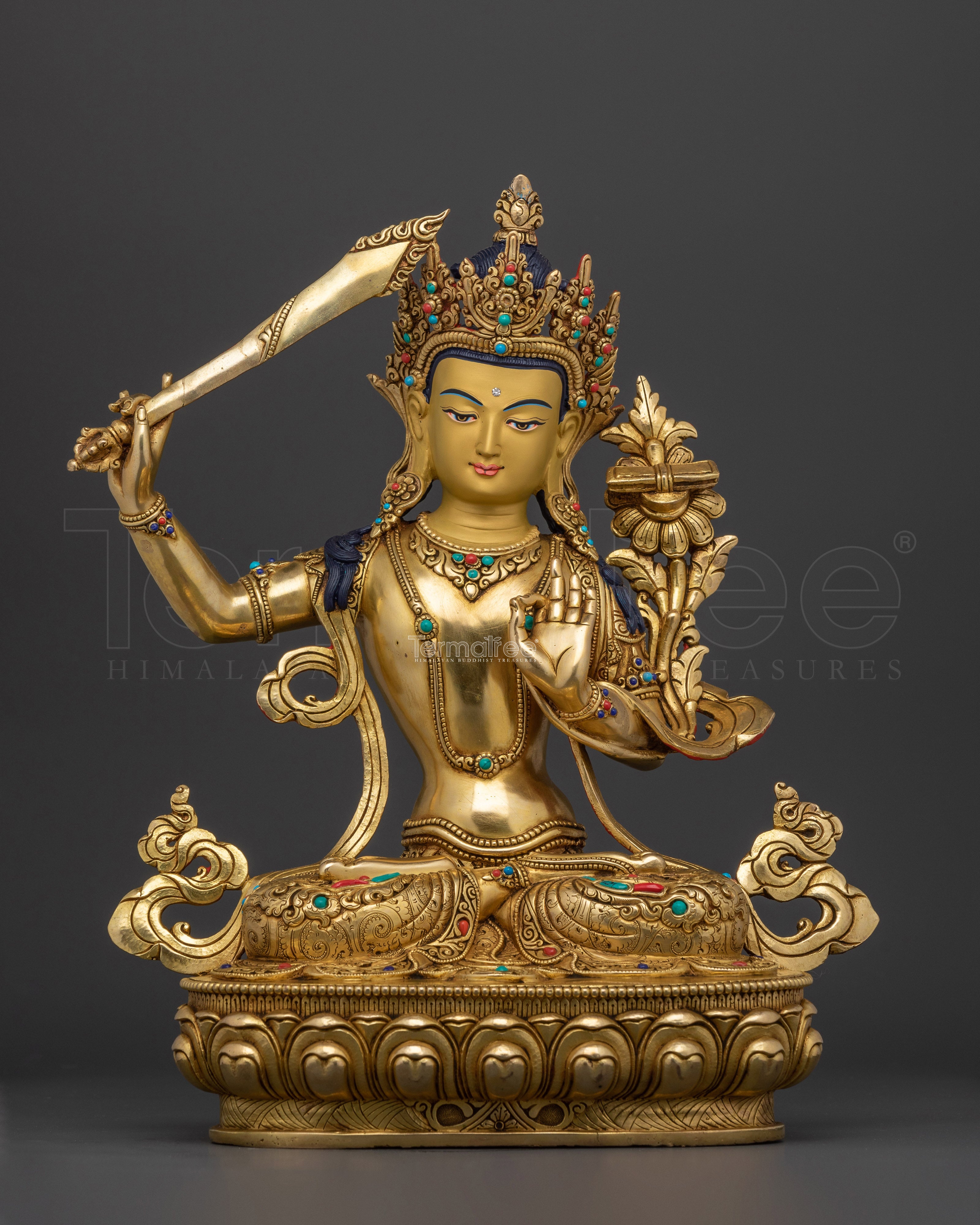 Wisdom Bodhisattva Manjushri Sculpture | Nepalese Traditional Artwork