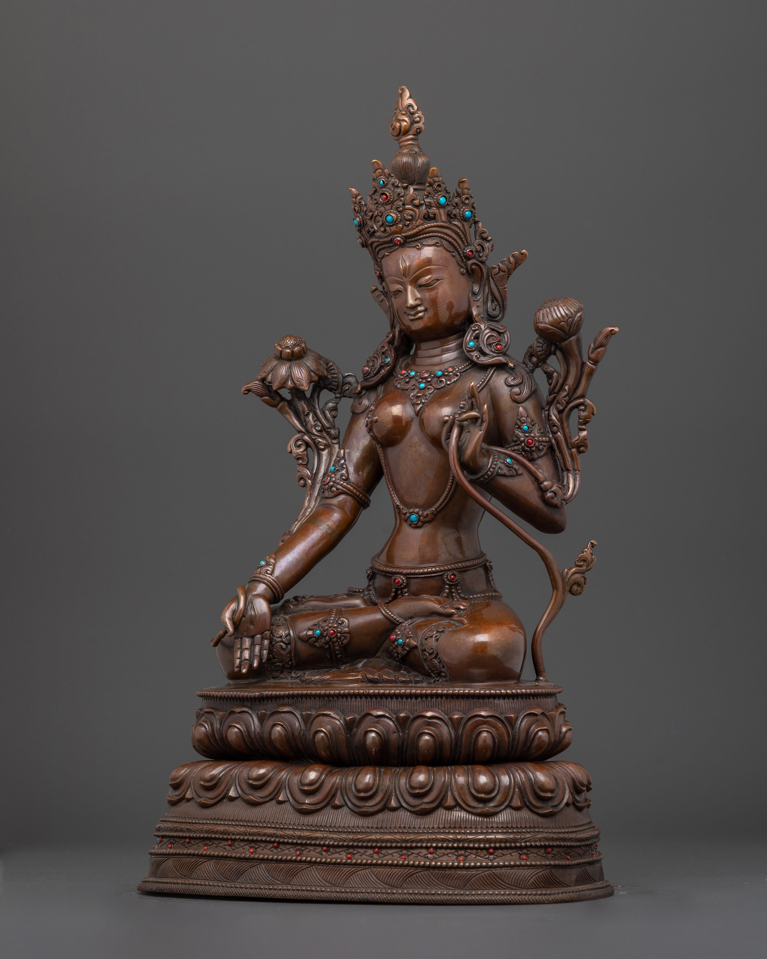 The Goddess of Longevity | White Tara Oxidized Statue