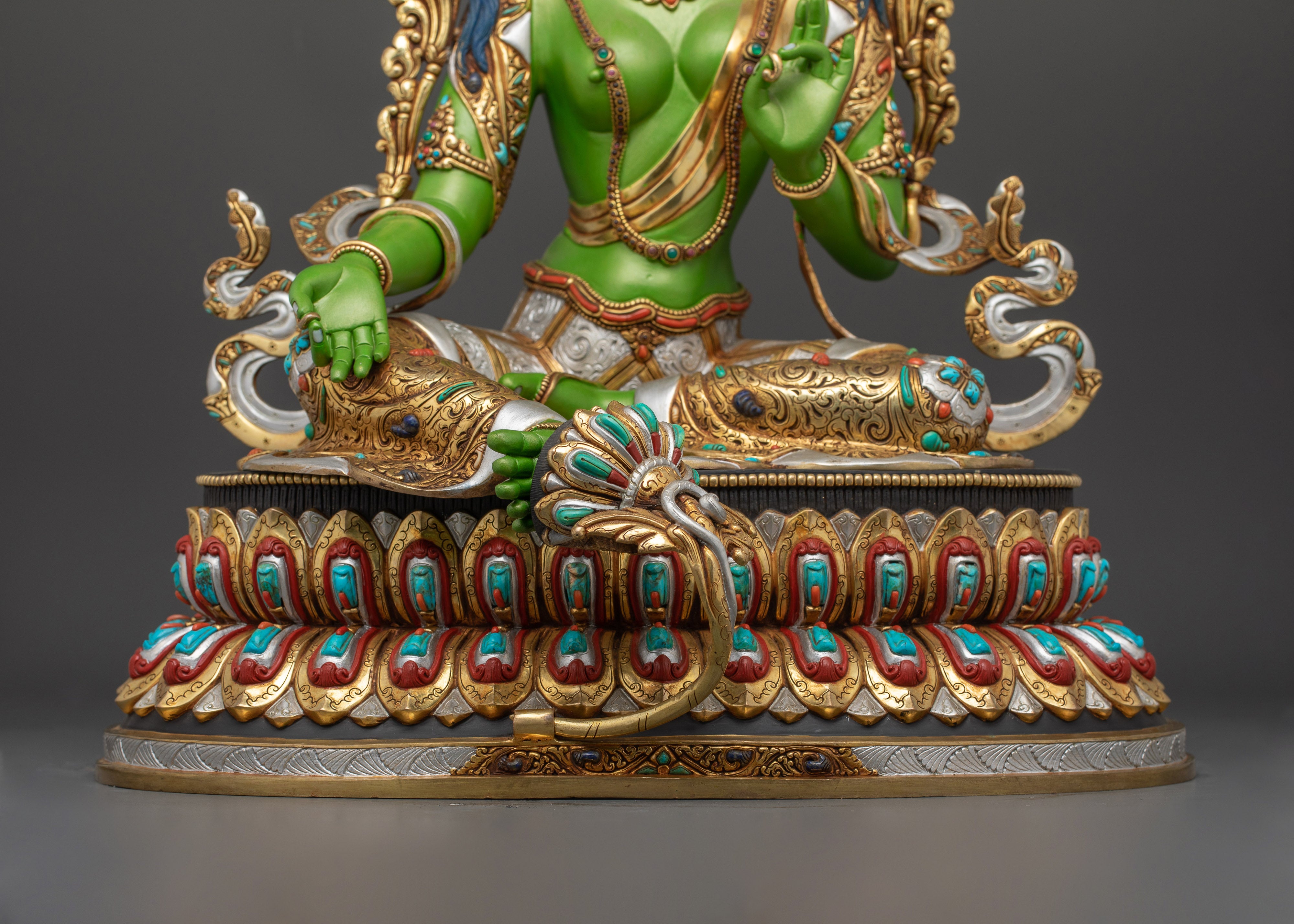 The Compassionate Savior Sculpture | Beautifully Painted Green Tara Statue
