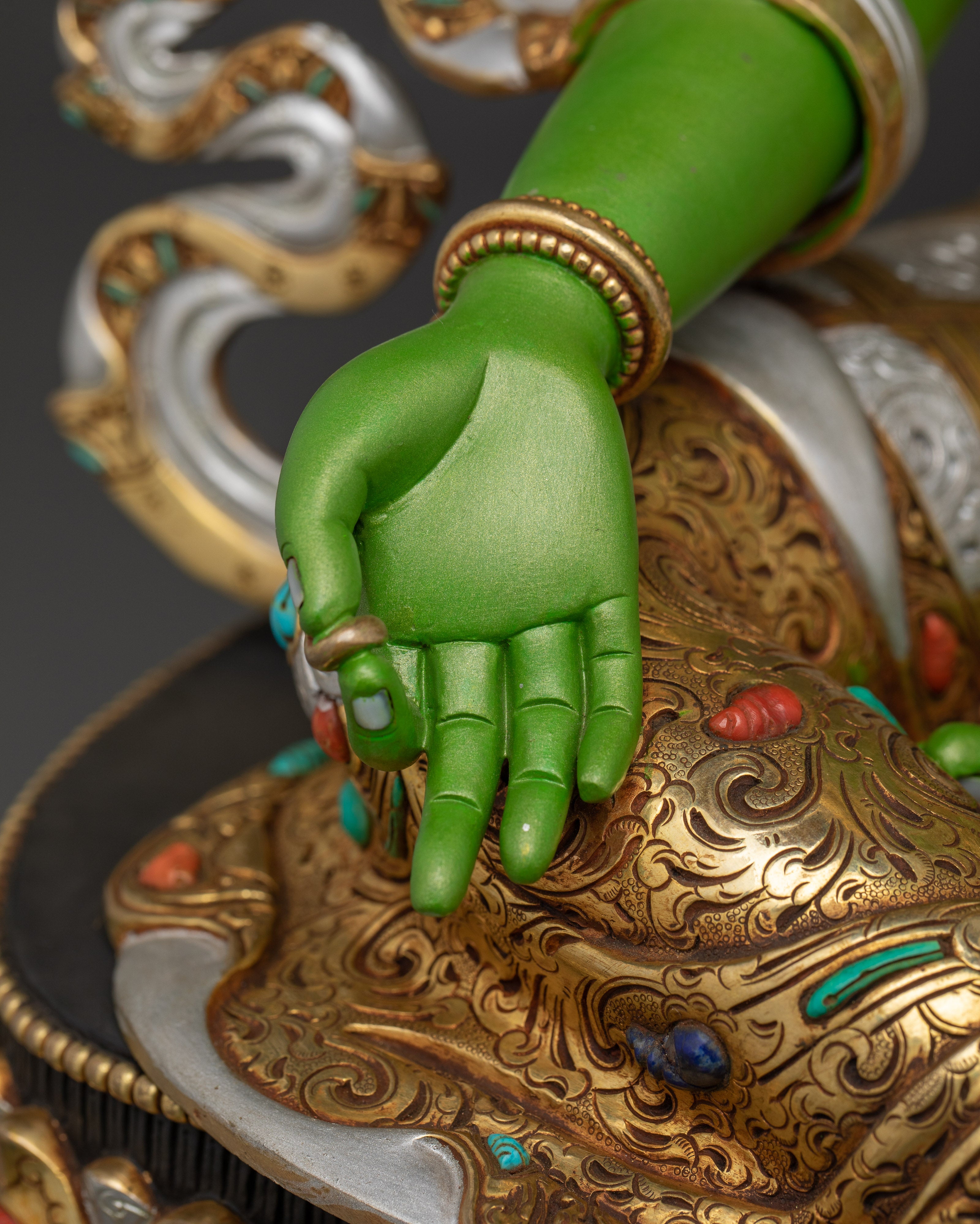 The Compassionate Savior Sculpture | Beautifully Painted Green Tara Statue