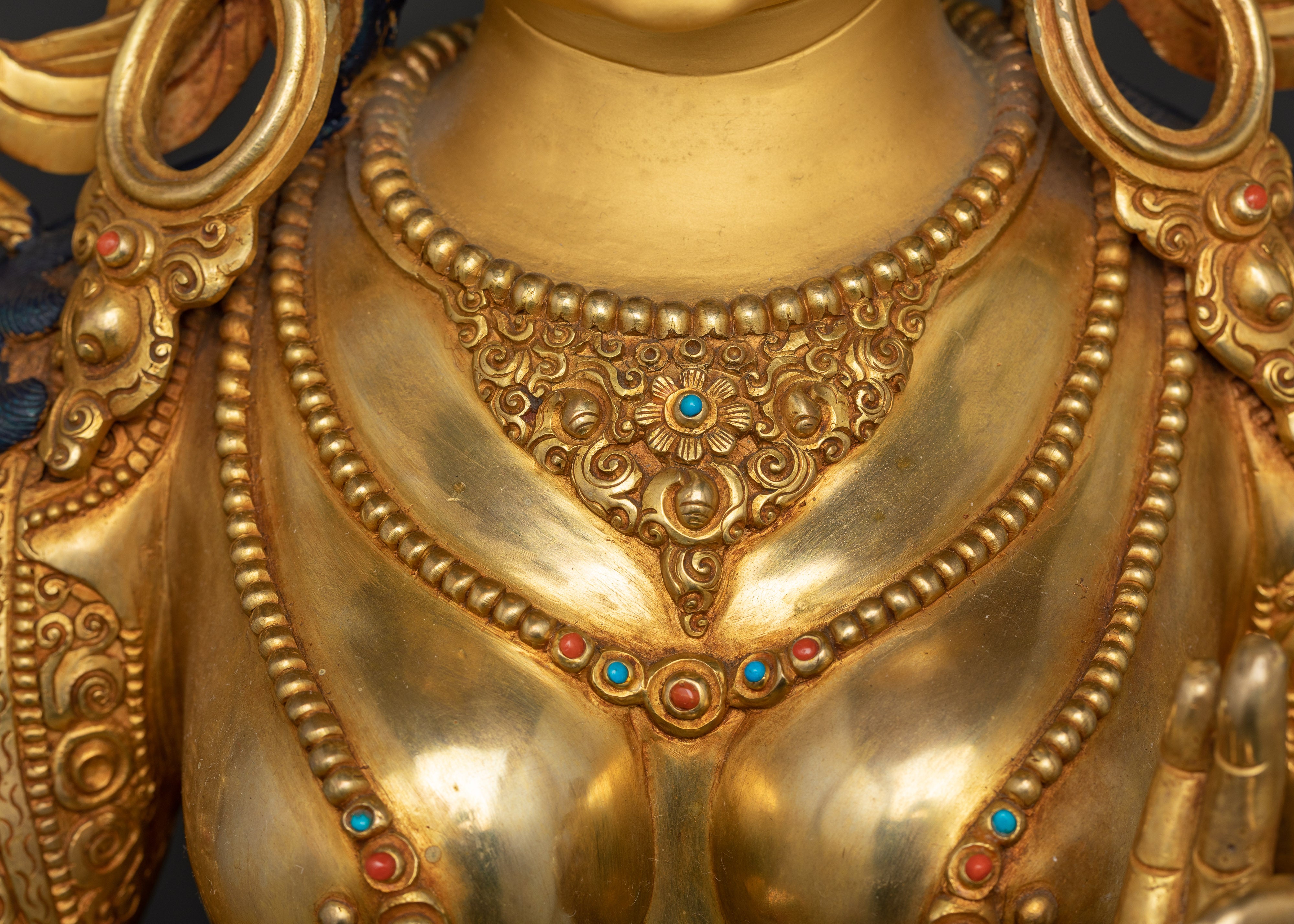 The Majestic Protector Green Tara | 24k Gold Gilded Life Sized Statue