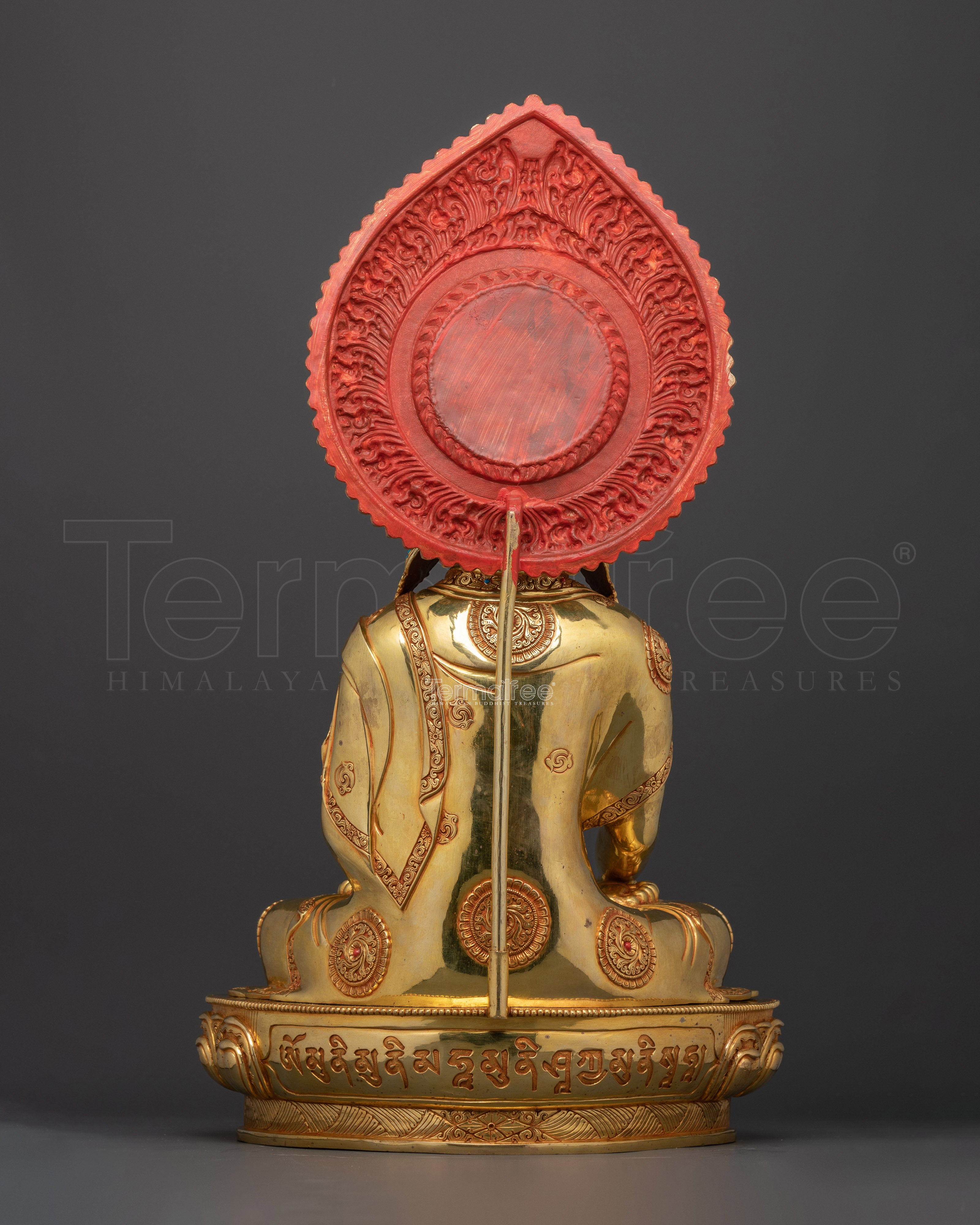The enlightened Shakyamuni Buddha with Halo | 24K Gold Gilded Copper Statue