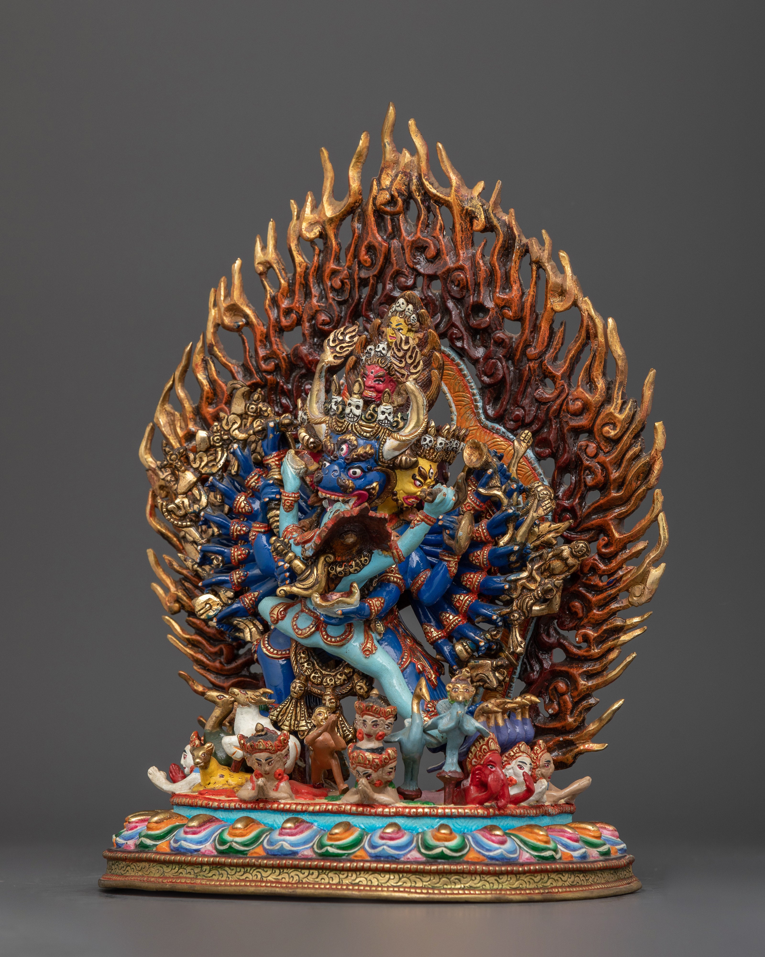 Yamantaka with Consort Statue | The Conqueror of Death and Protector of the Dharma