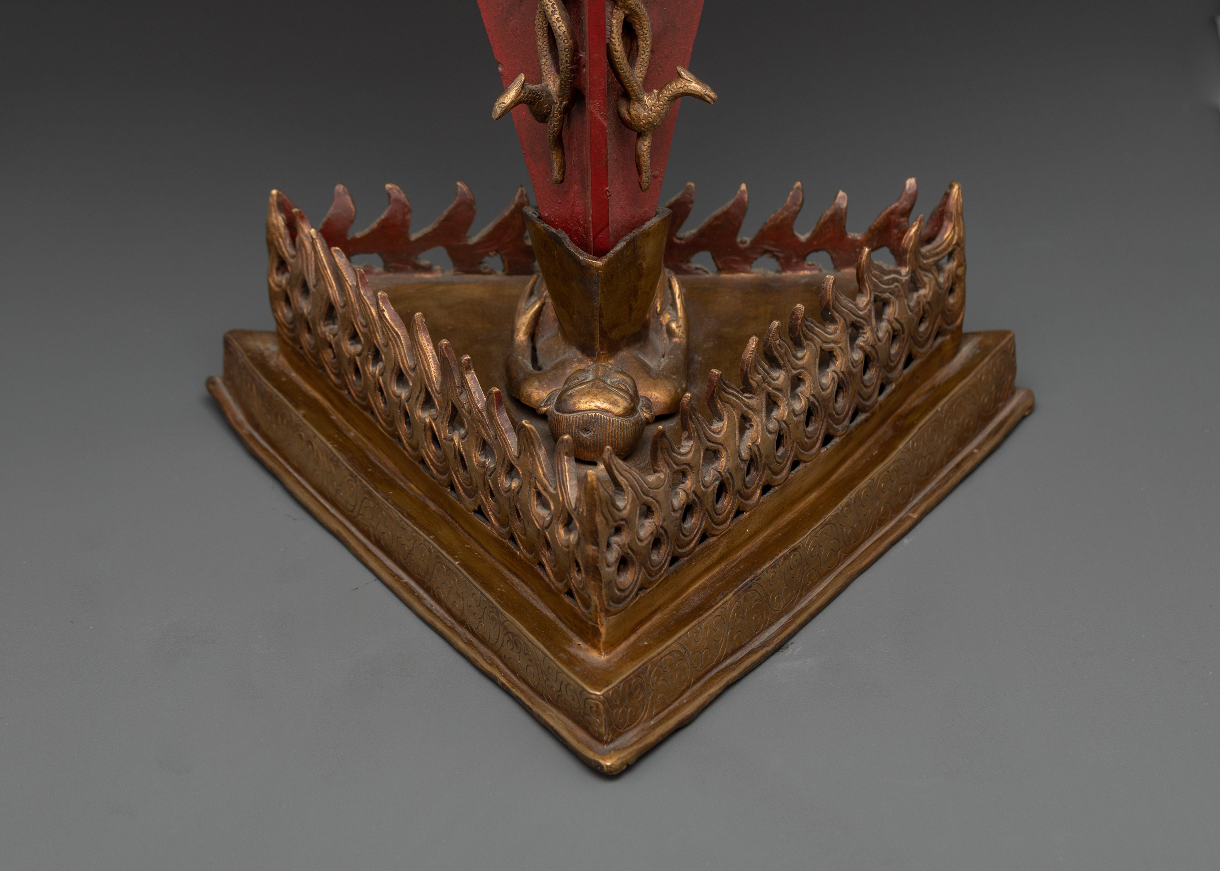 Antique Finished Vajrakilaya Yidam | Traditional 24K Gold Gilded Sculpture