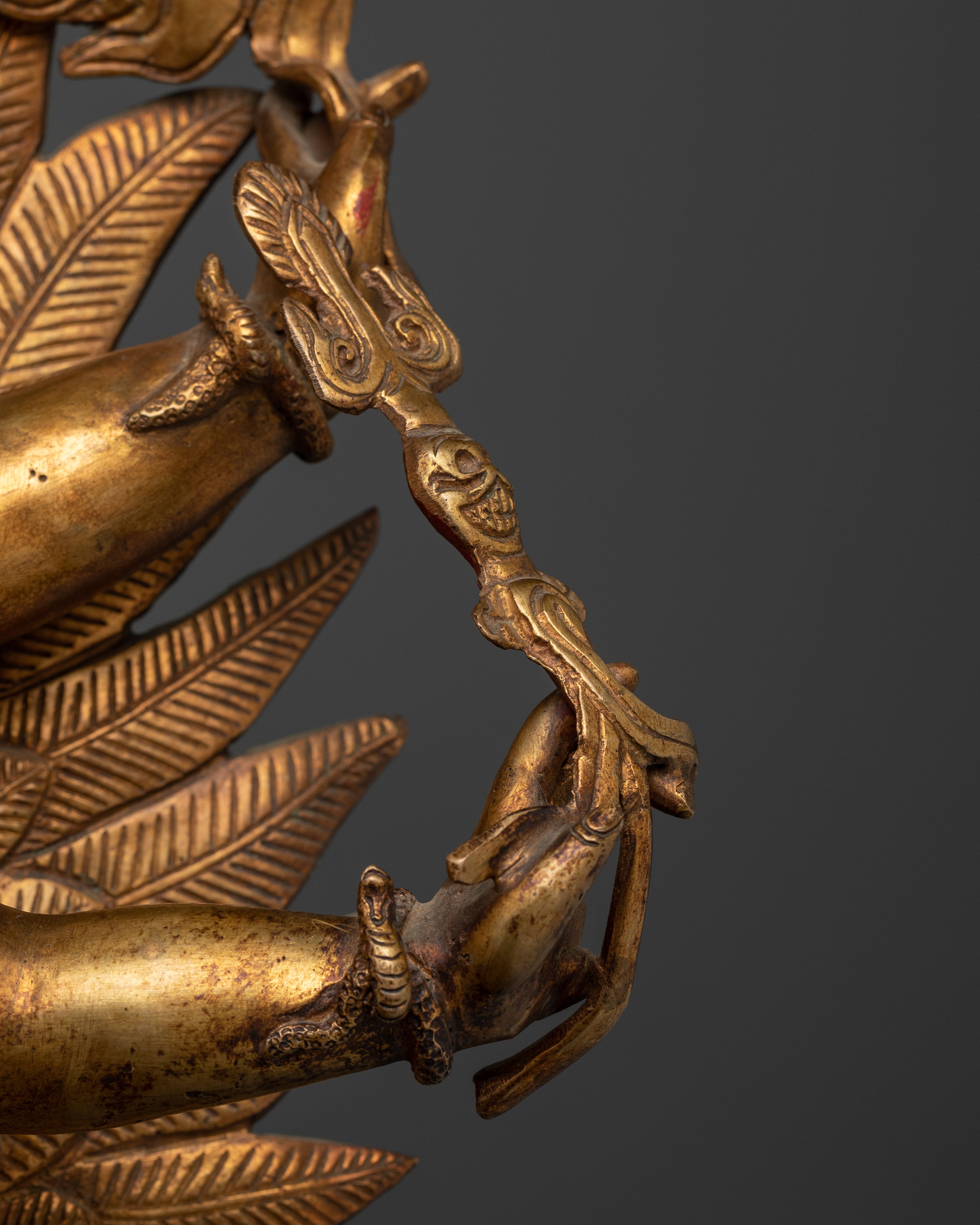 Antique Finished Vajrakilaya Yidam | Traditional 24K Gold Gilded Sculpture