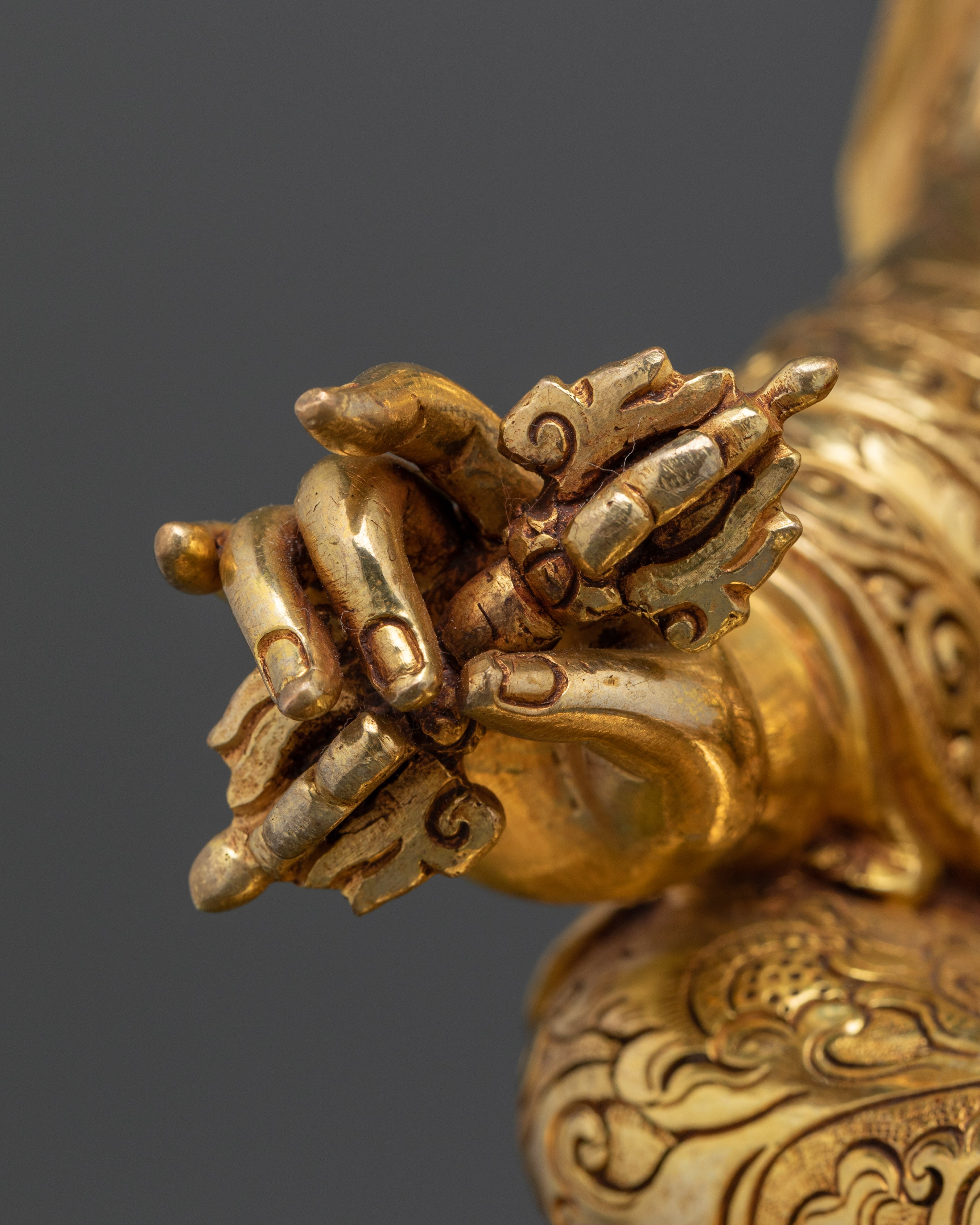 Semi-Wrathful Guru Rinpoche Statue | Tibetan Deity with Gemstones