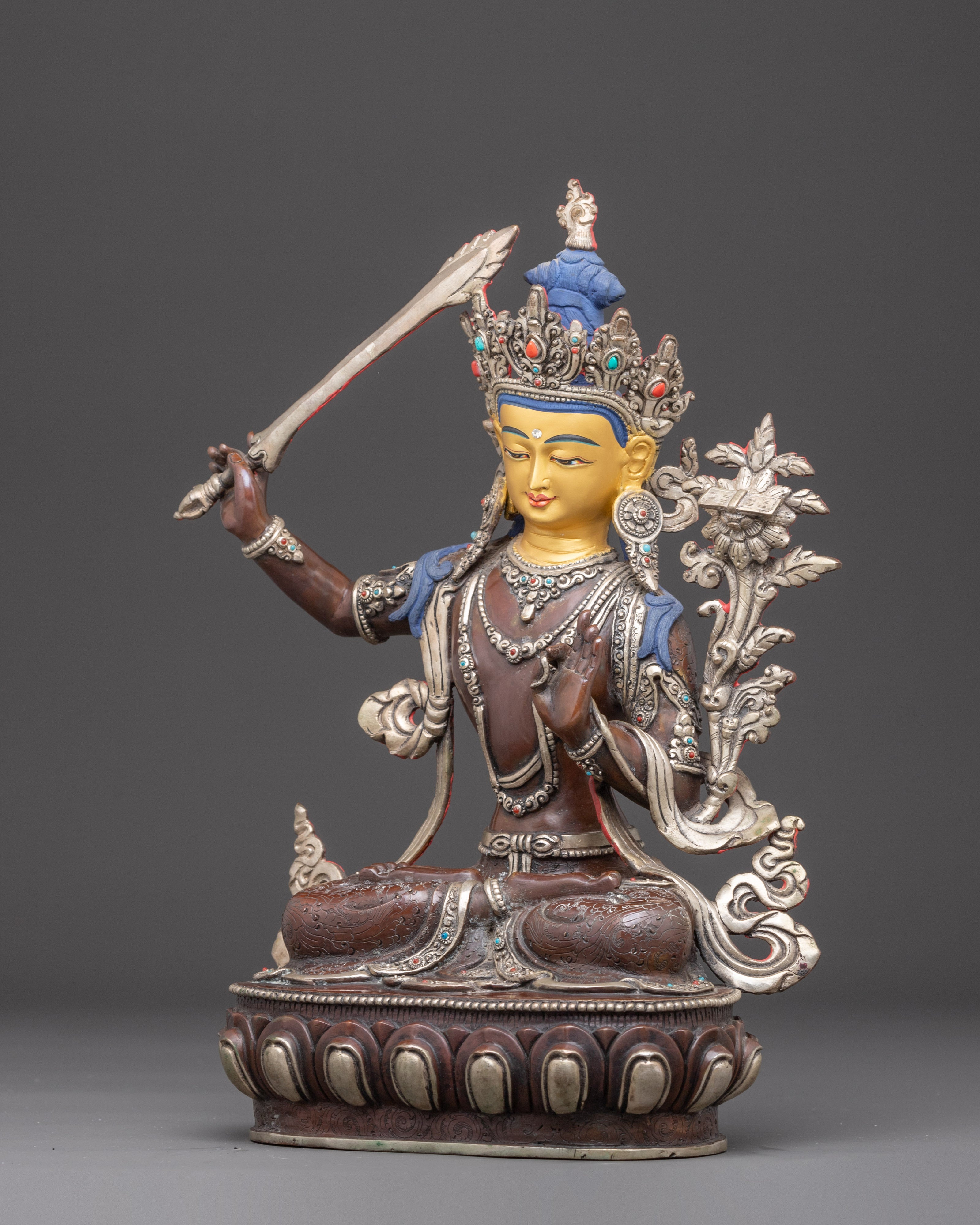 Himalayan Copper Statue of Manjushri | Wisdom Bodhisattva