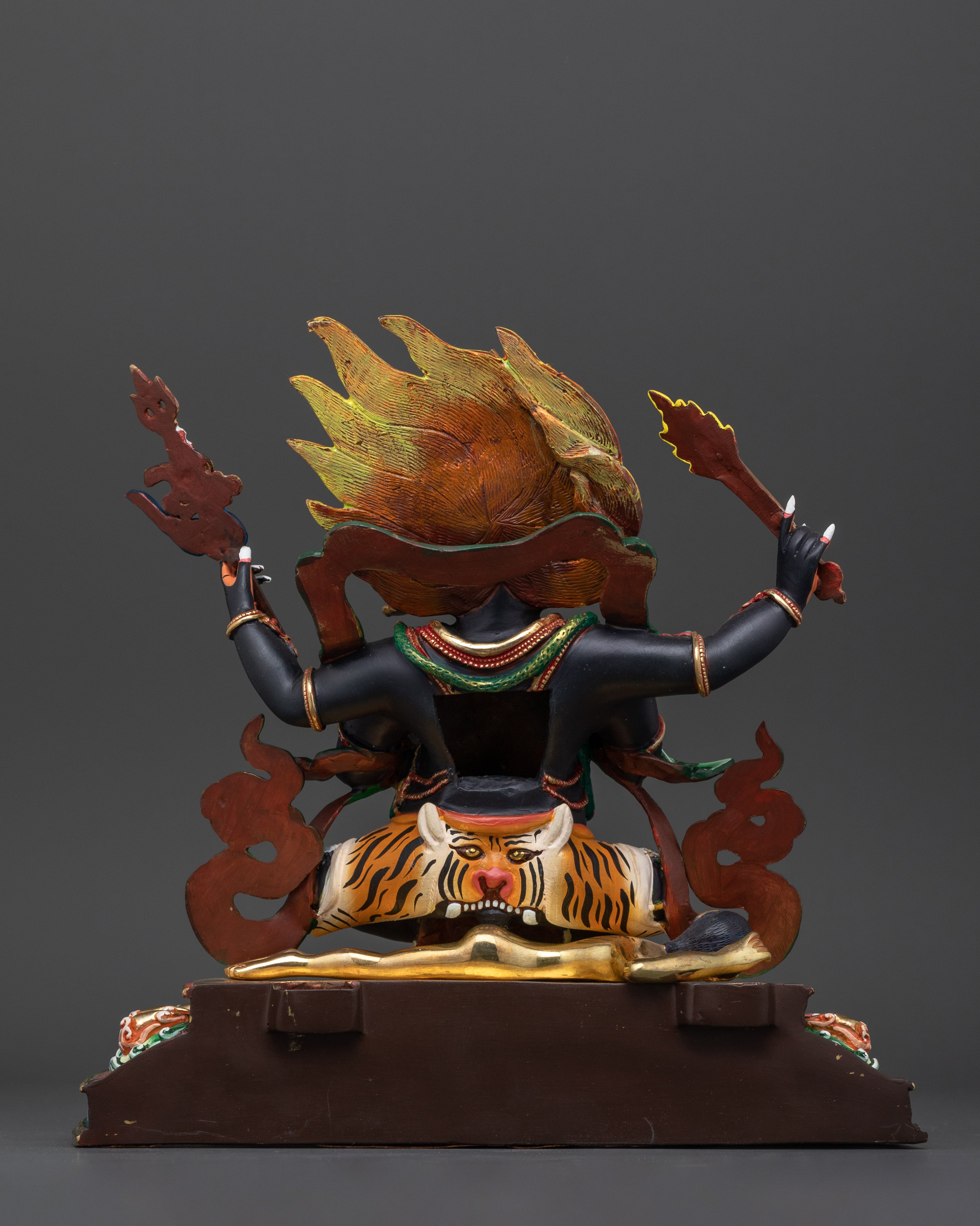 Wrathful Four-Armed Mahakala Statue | 14.2 Inches Tibetan Protector Deity