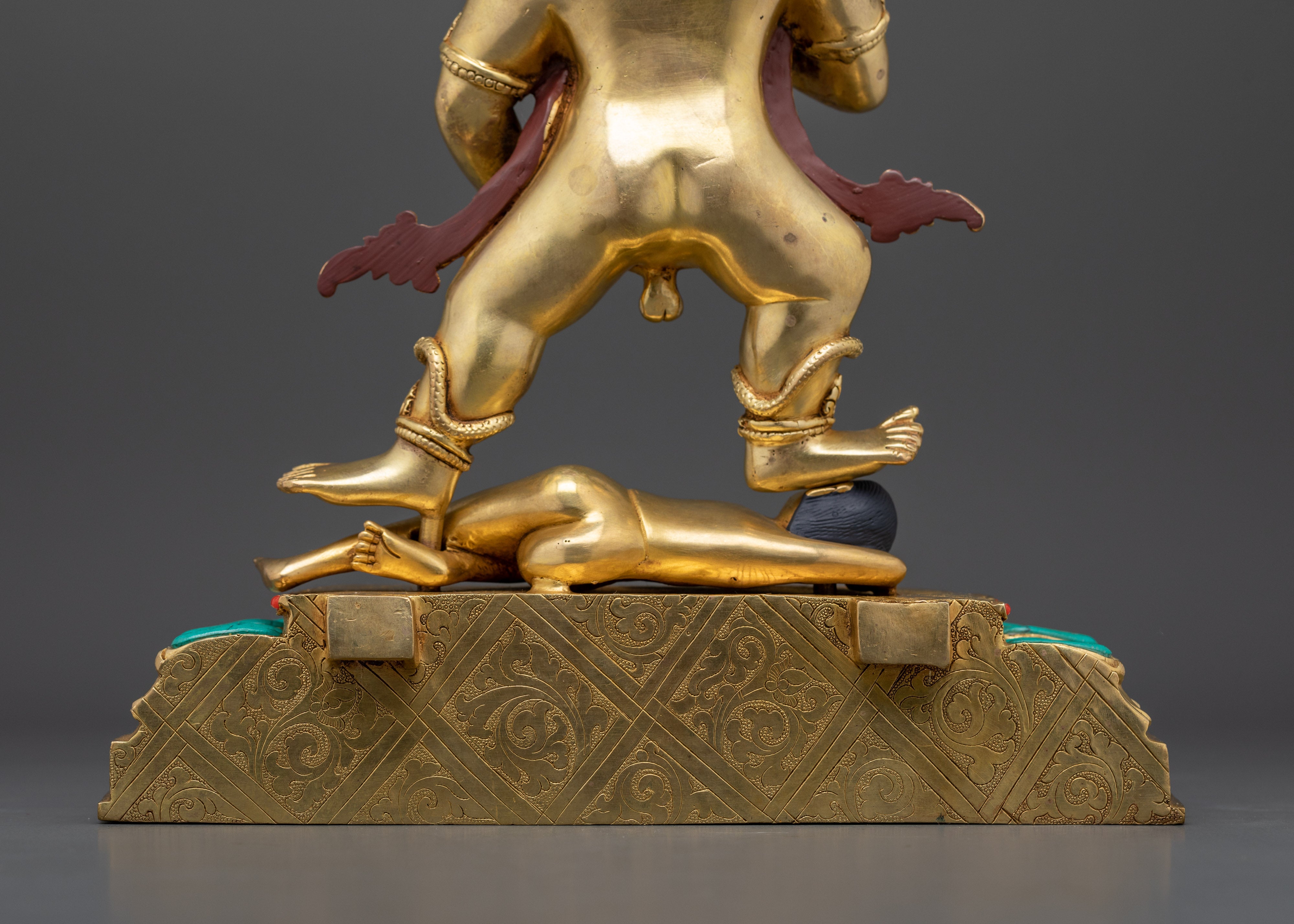 Black Dzambhala Dharma Protector | 24K Gold Gilded with Gemstone Accents