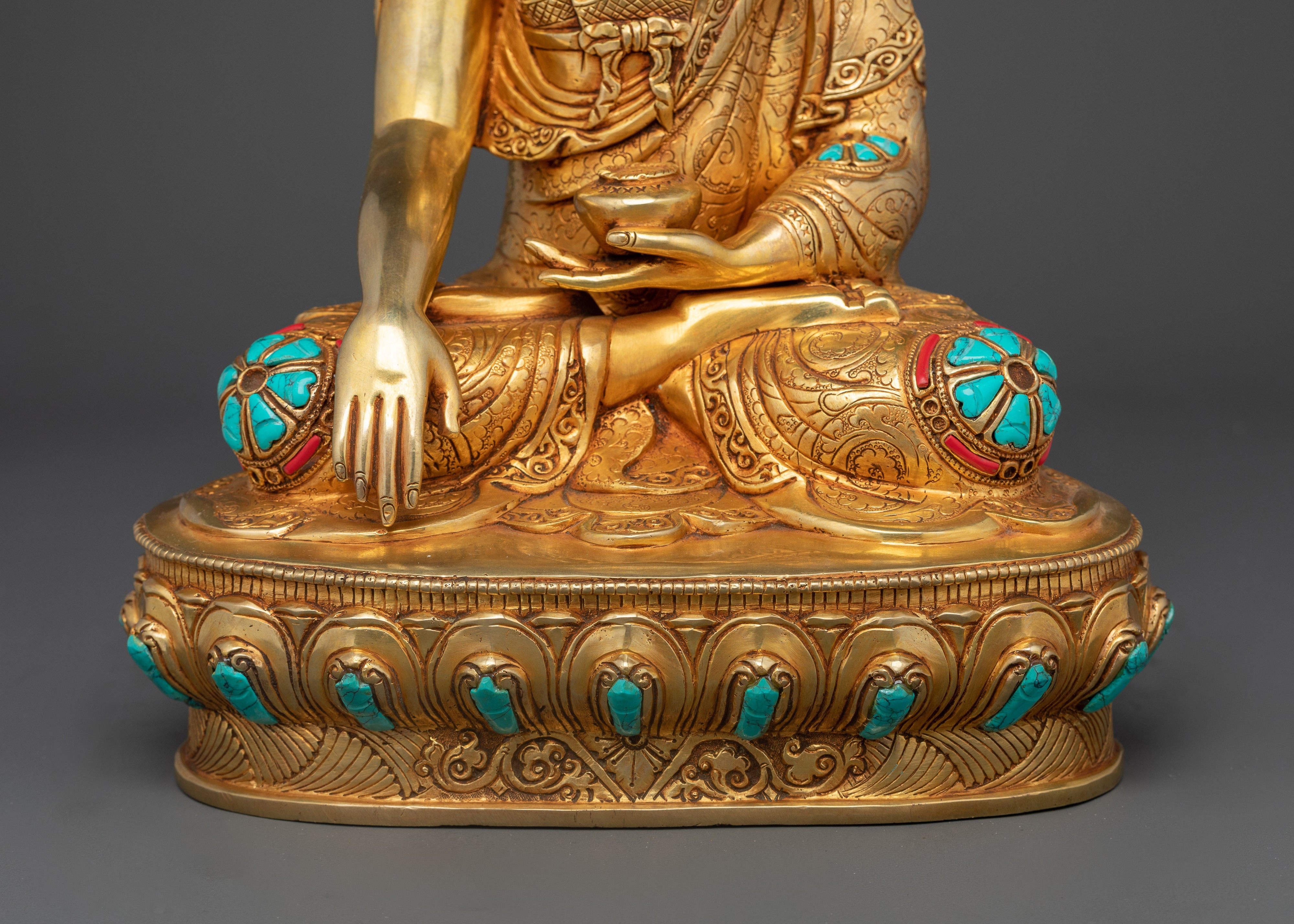 Shakyamuni Buddha Adorned with Handcarved Gemstones | Sacred Statue