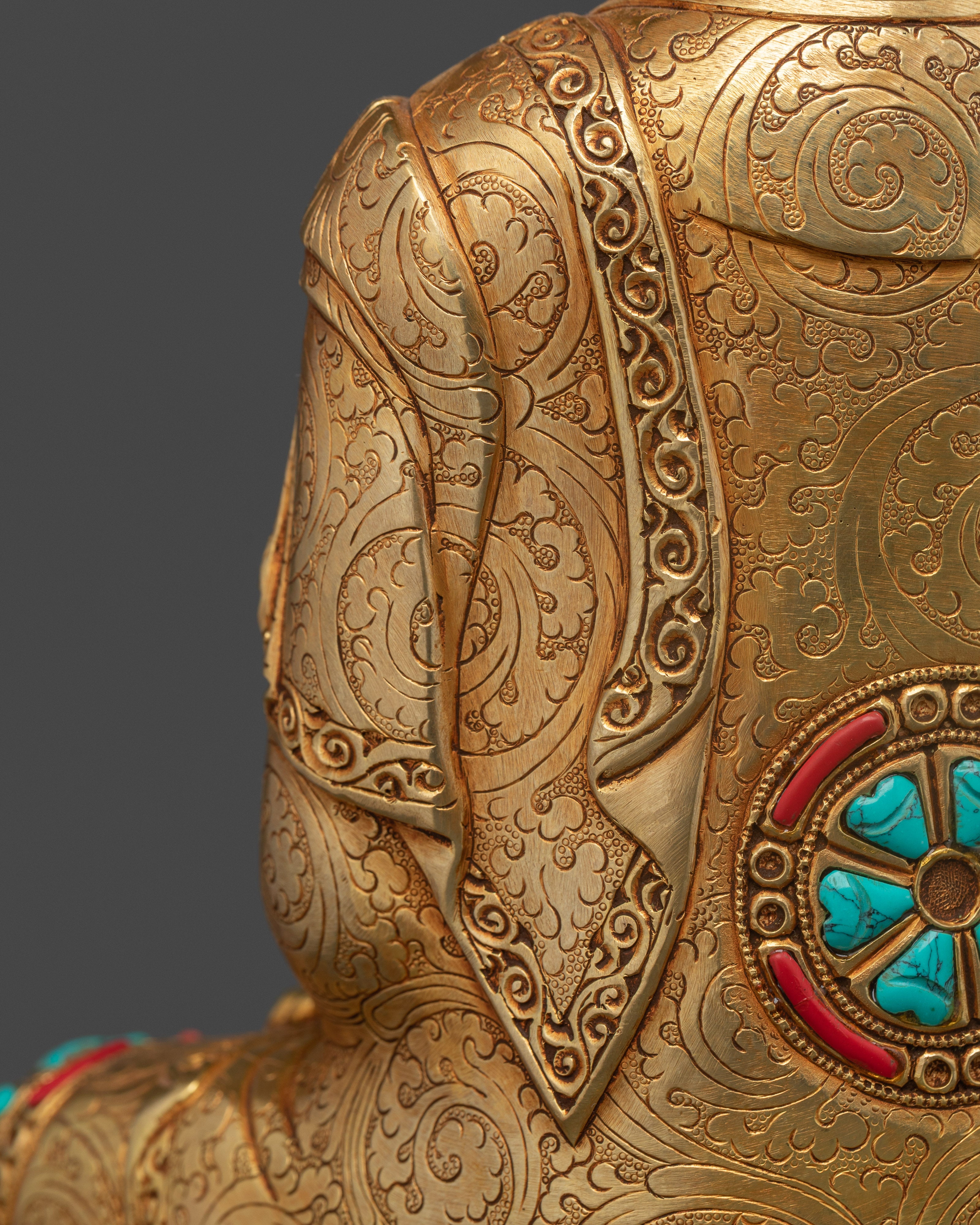 Shakyamuni Buddha Adorned with Handcarved Gemstones | Sacred Statue