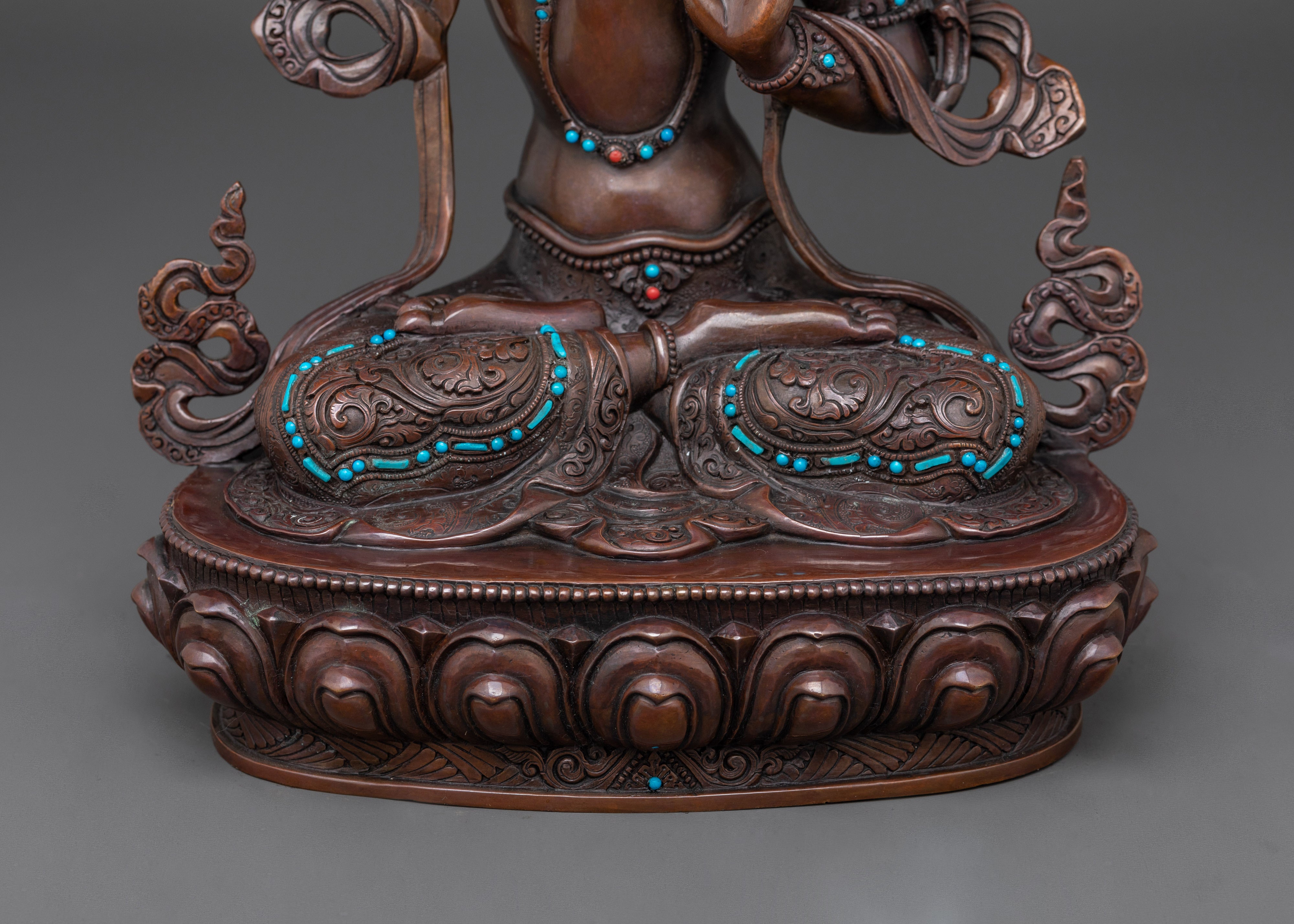 Manjushri Wisdom God Statue | Oxidized Copper Buddha