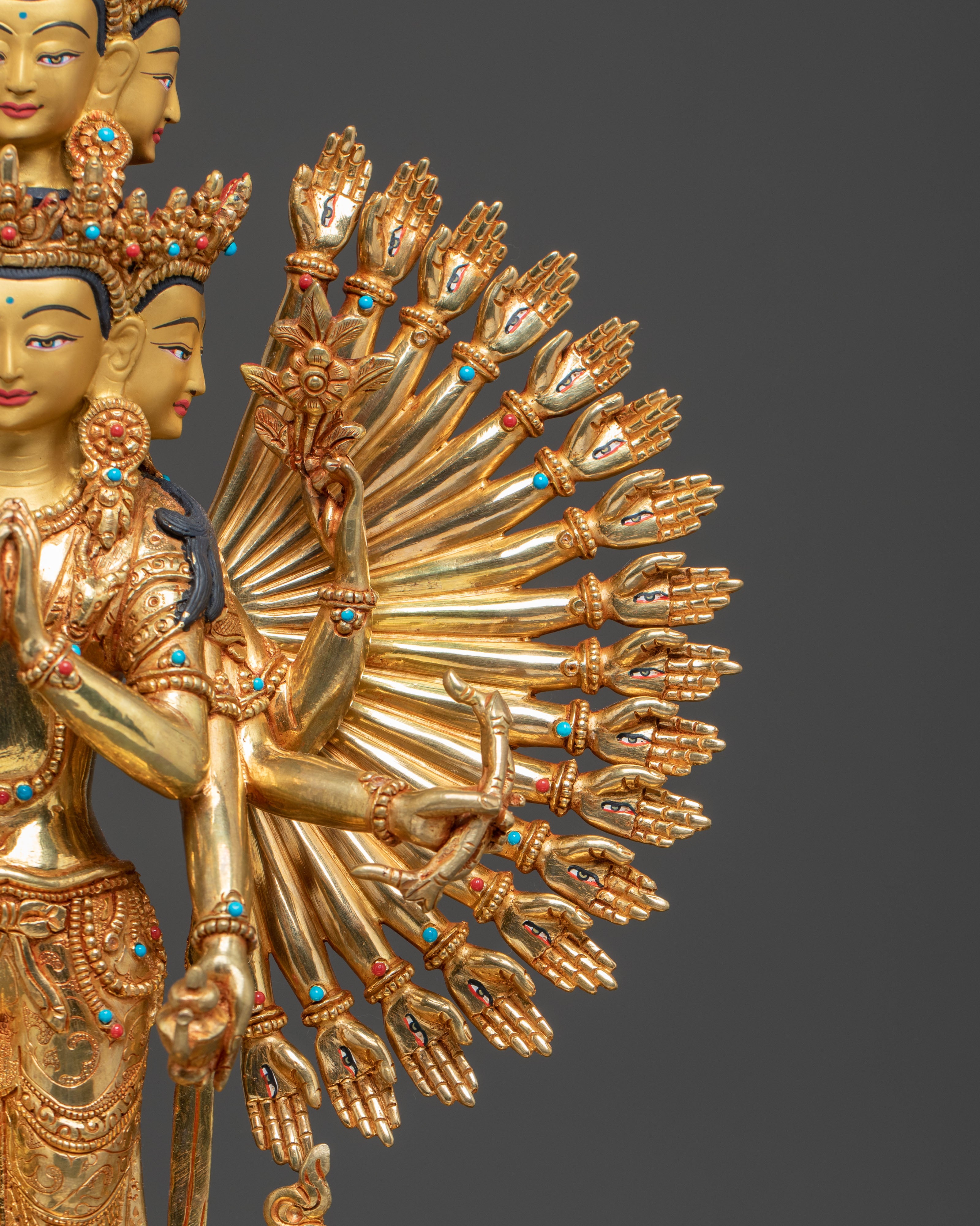 Handmade Compassionate 1000 Armed Chenrezig Statue | Tibetan Buddhist Art