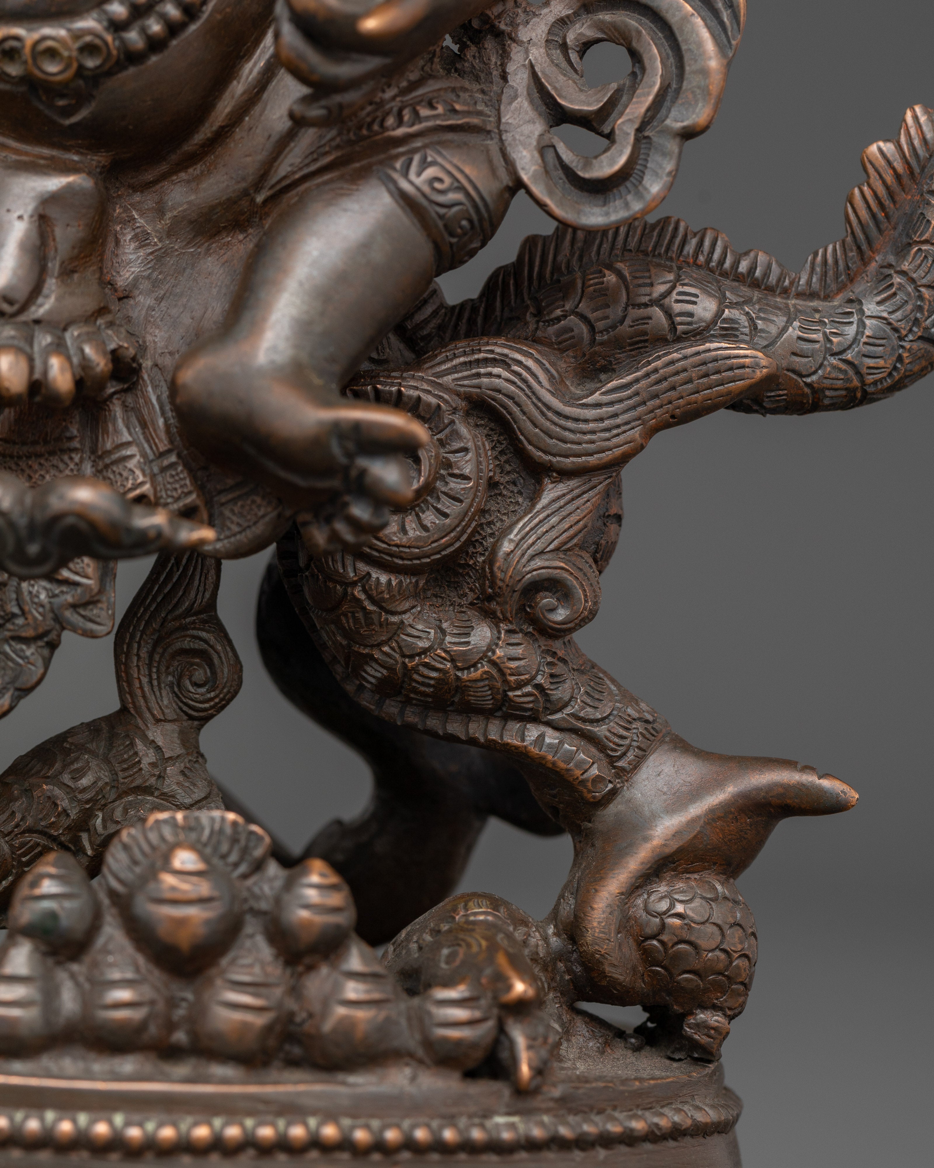 Handcrafted White Dzambhala Statue | Oxidized Copper Wealth Deity Sculpture