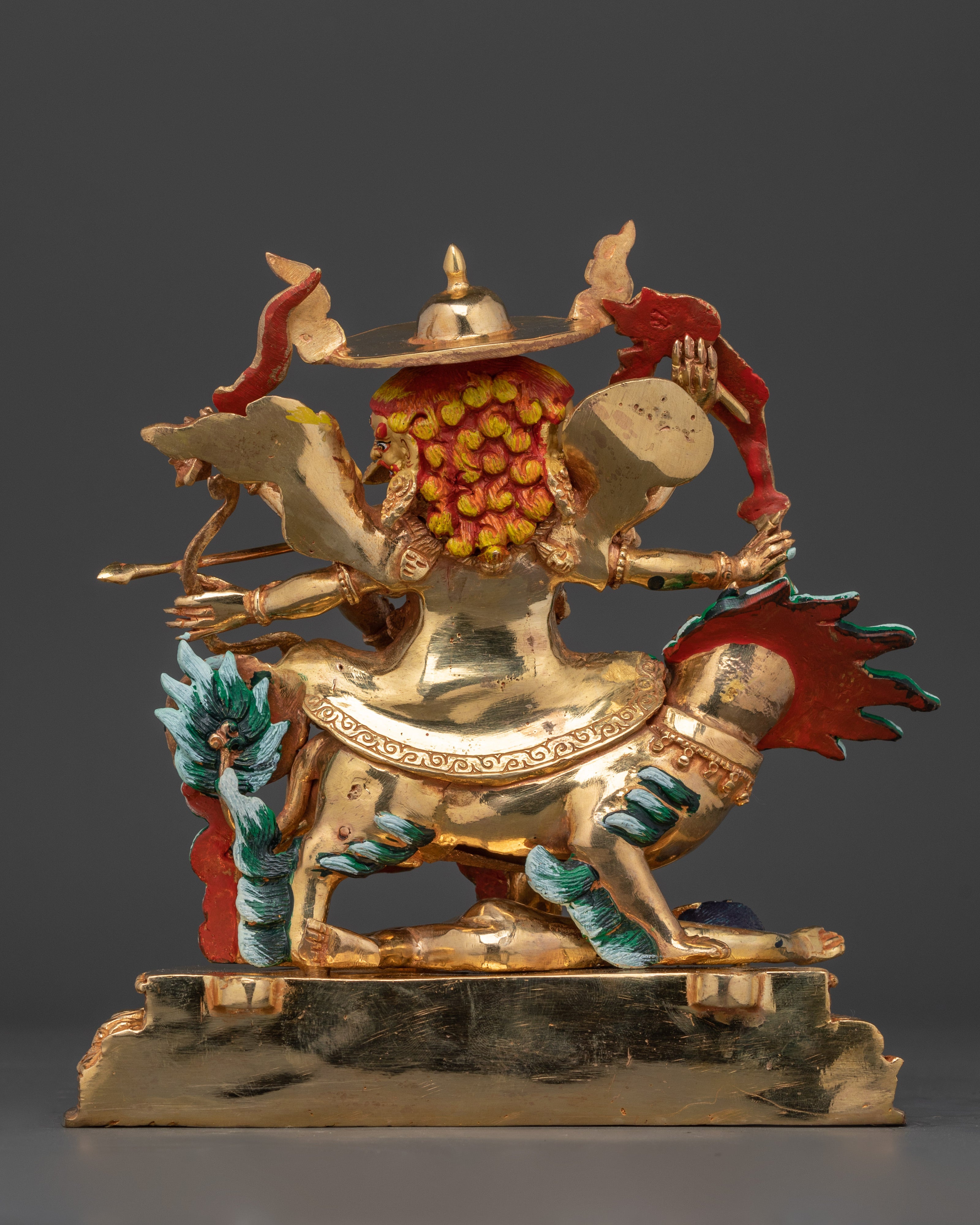 24K Gold Gilded Pehar Gyalpo Figurine | Tibetan Protector