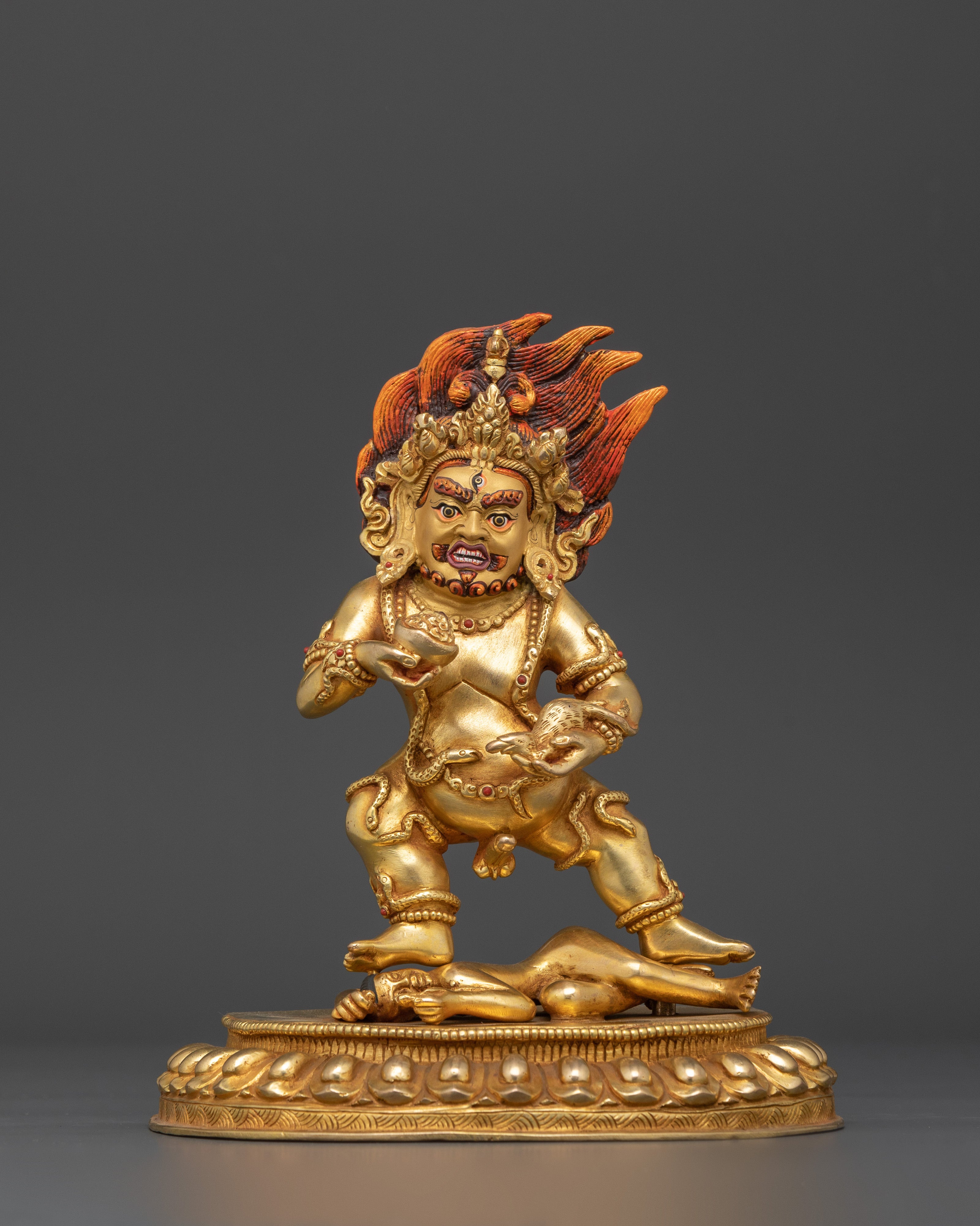 Traditional Black Dzambhala Statue | Wealth and Prosperity Deity