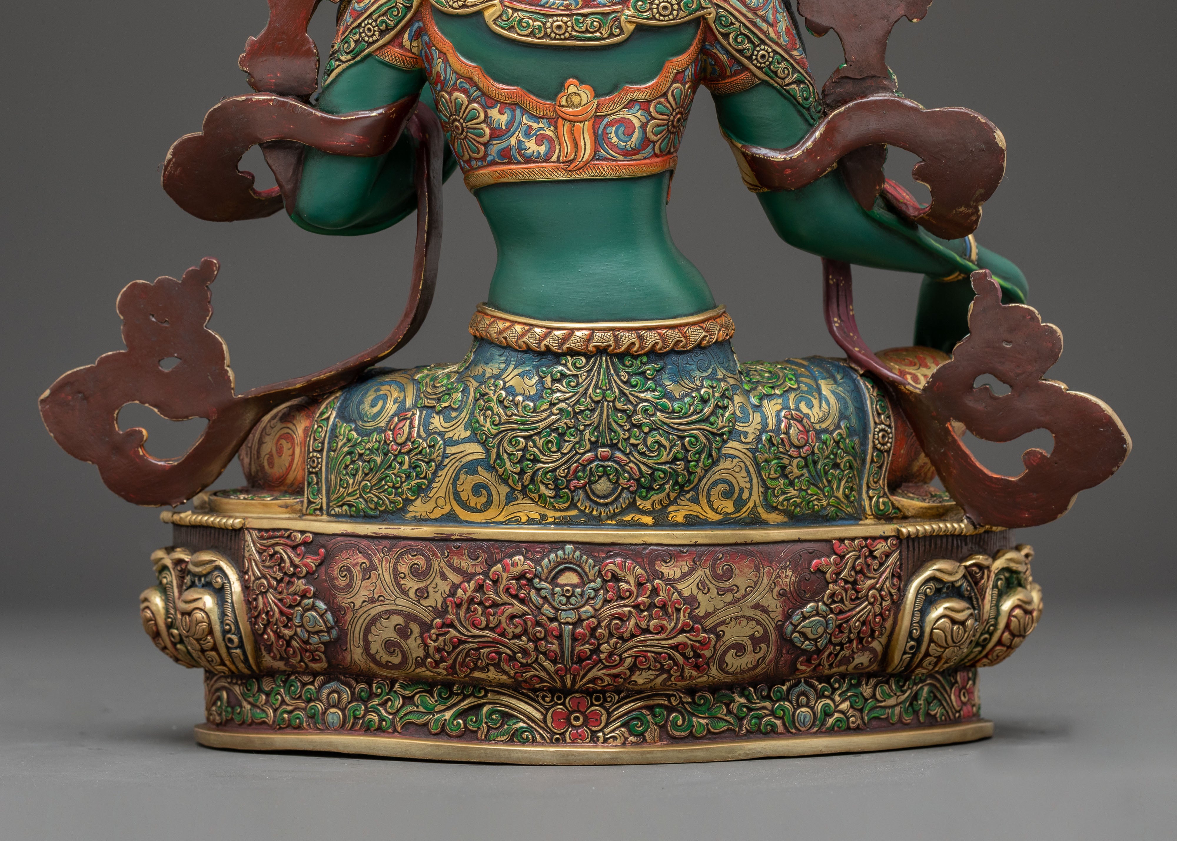 Colourful Green Tara Copper Statue | Compassion Goddess