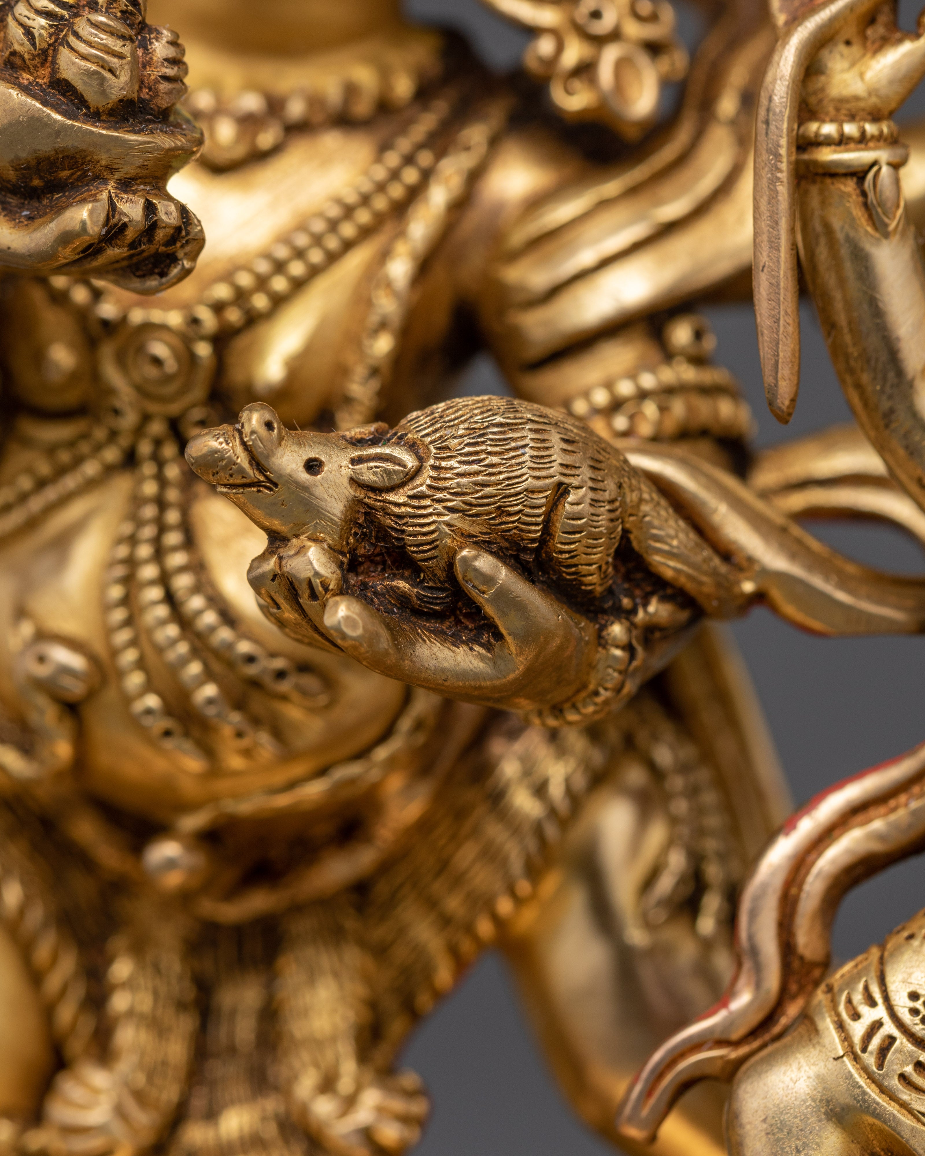 Red Dzambhala Precious Golden Deity | God of Wealth