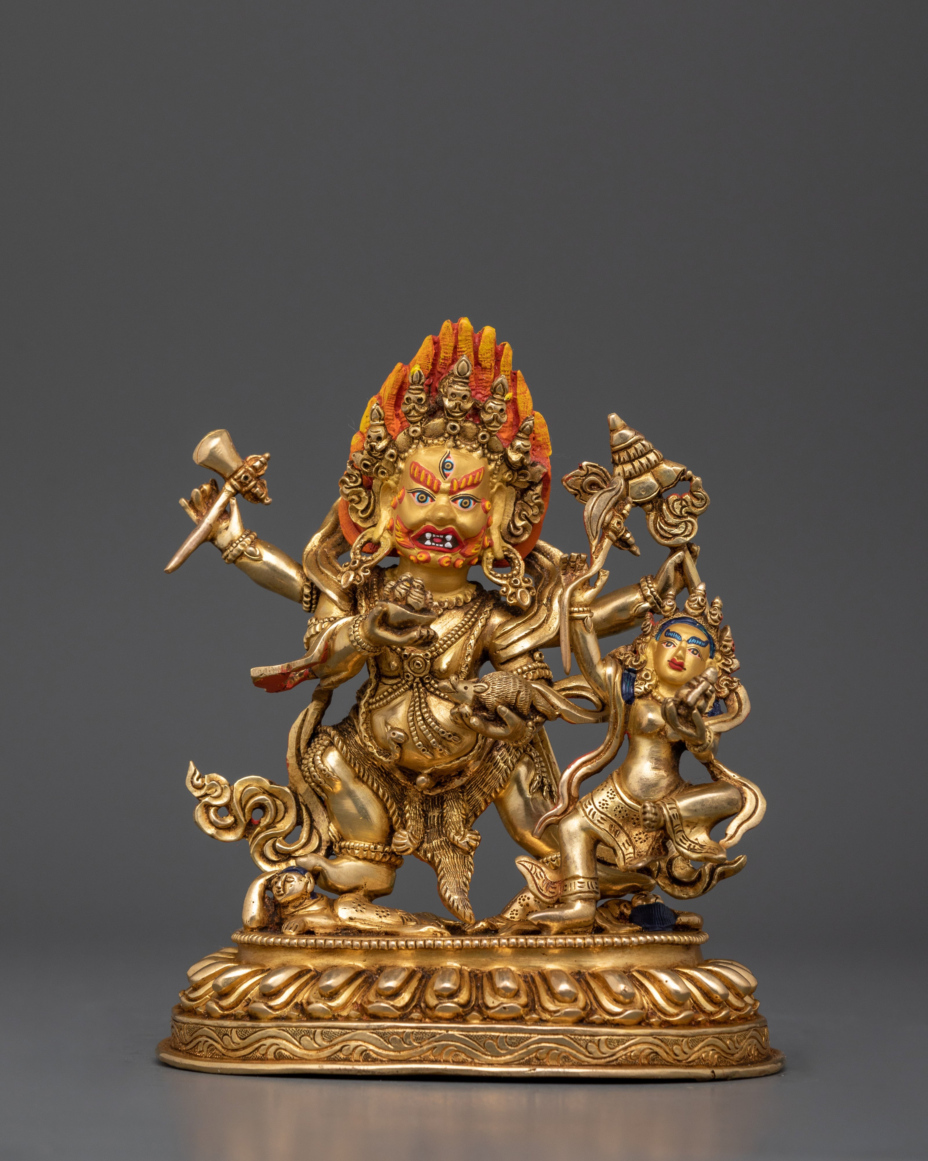 Red Dzambhala Precious Golden Deity | God of Wealth
