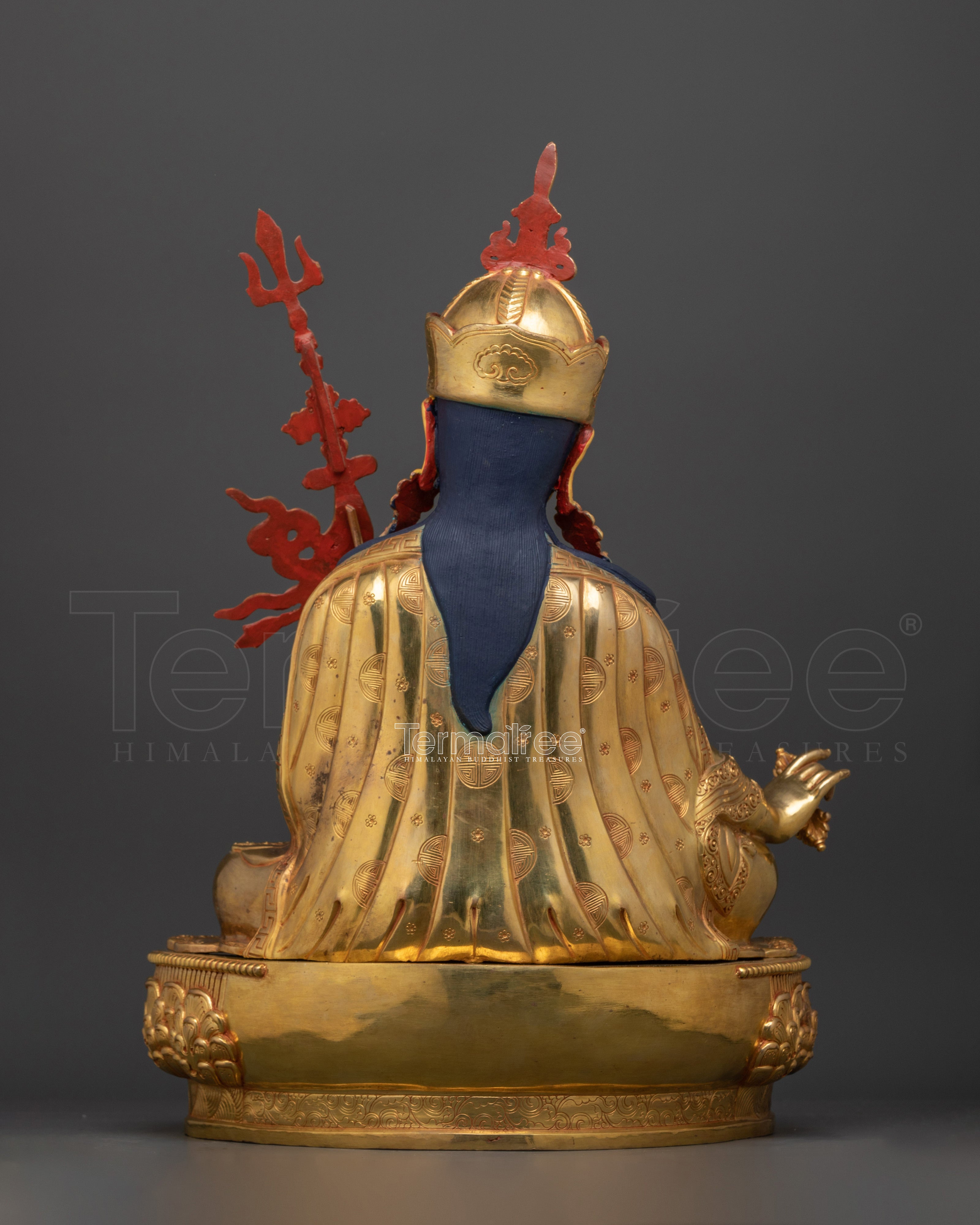 Tibetan Tantric Guru Rinpoche | Handcrafted Gold Gilded Sculpture
