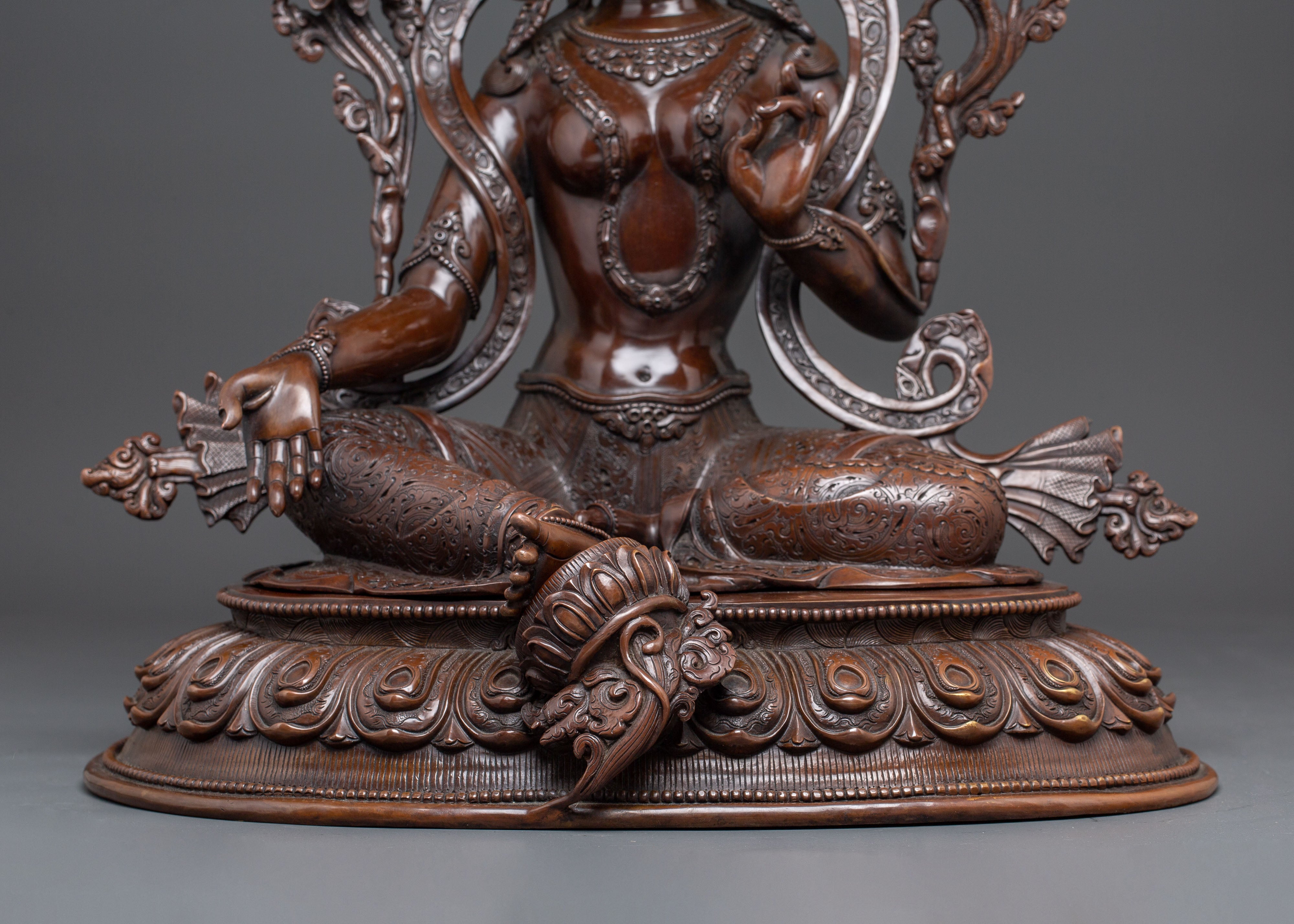 Handmade Statue of Mother Green Tara, Symbol of Compassion | Feminine Energy