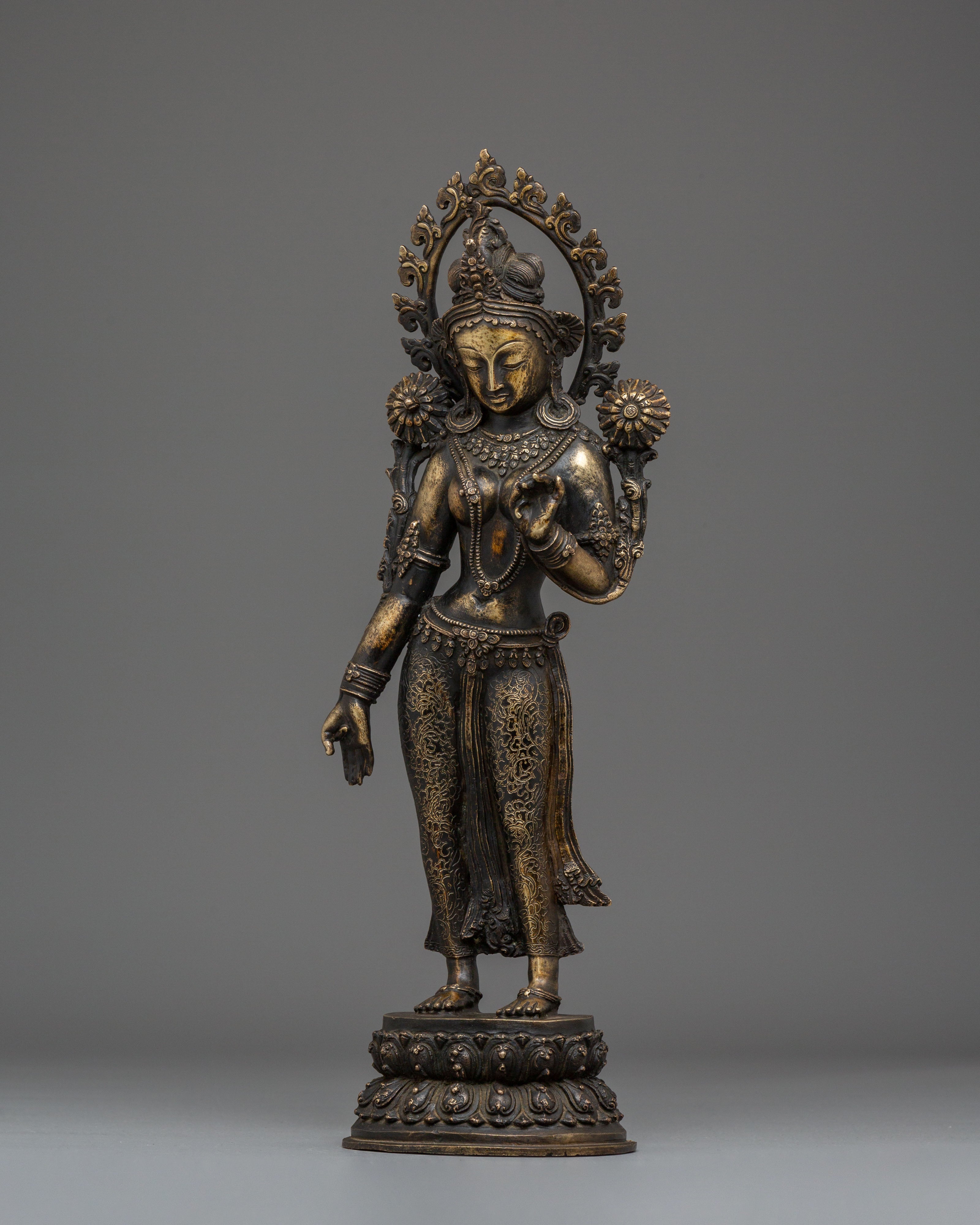 Handmade Bronze Statue of Green Tara | Goddess of Compassion