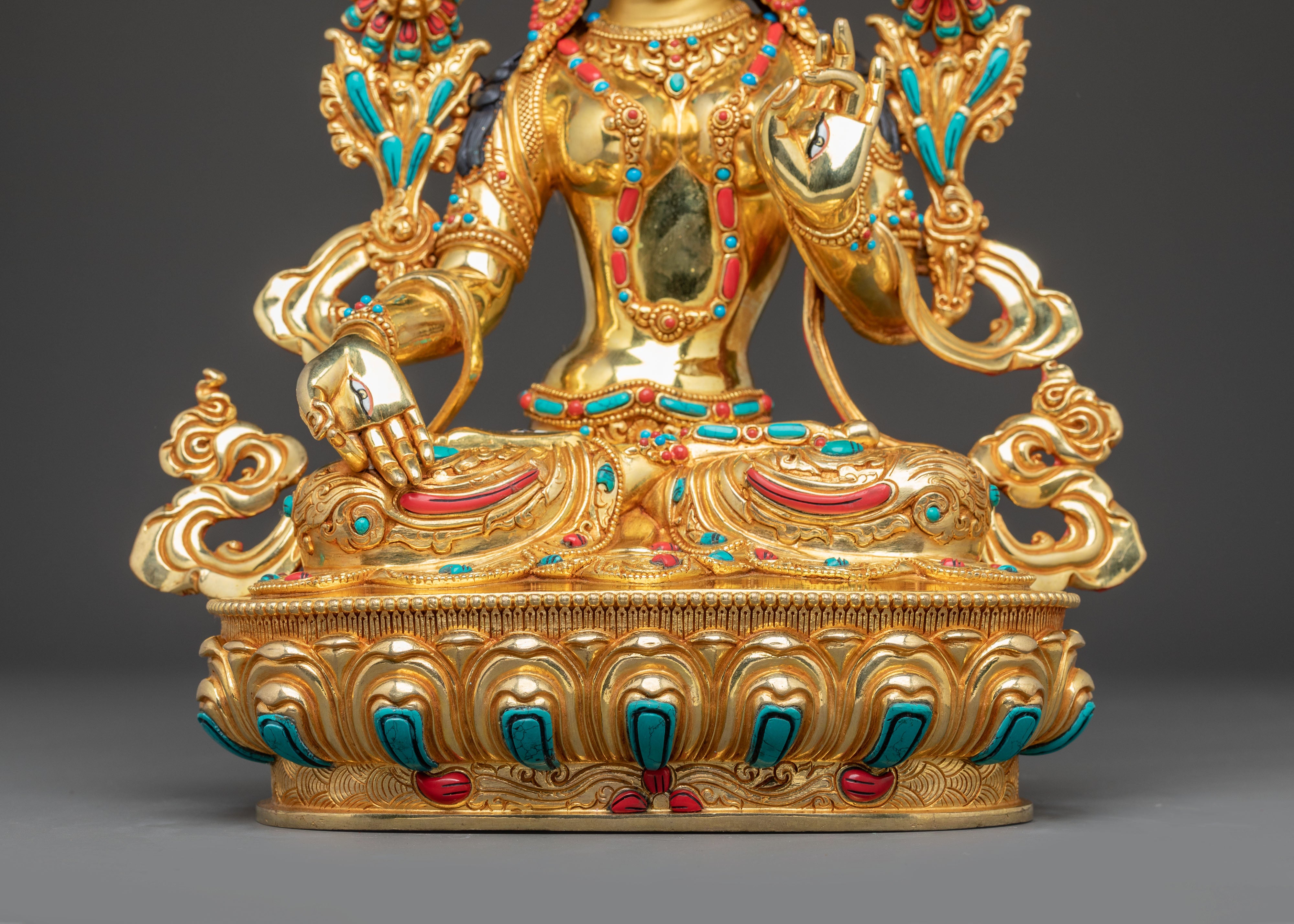 Himalayan White Tara Handmade Statue: Healing Goddess | Traditional Tibetan Art