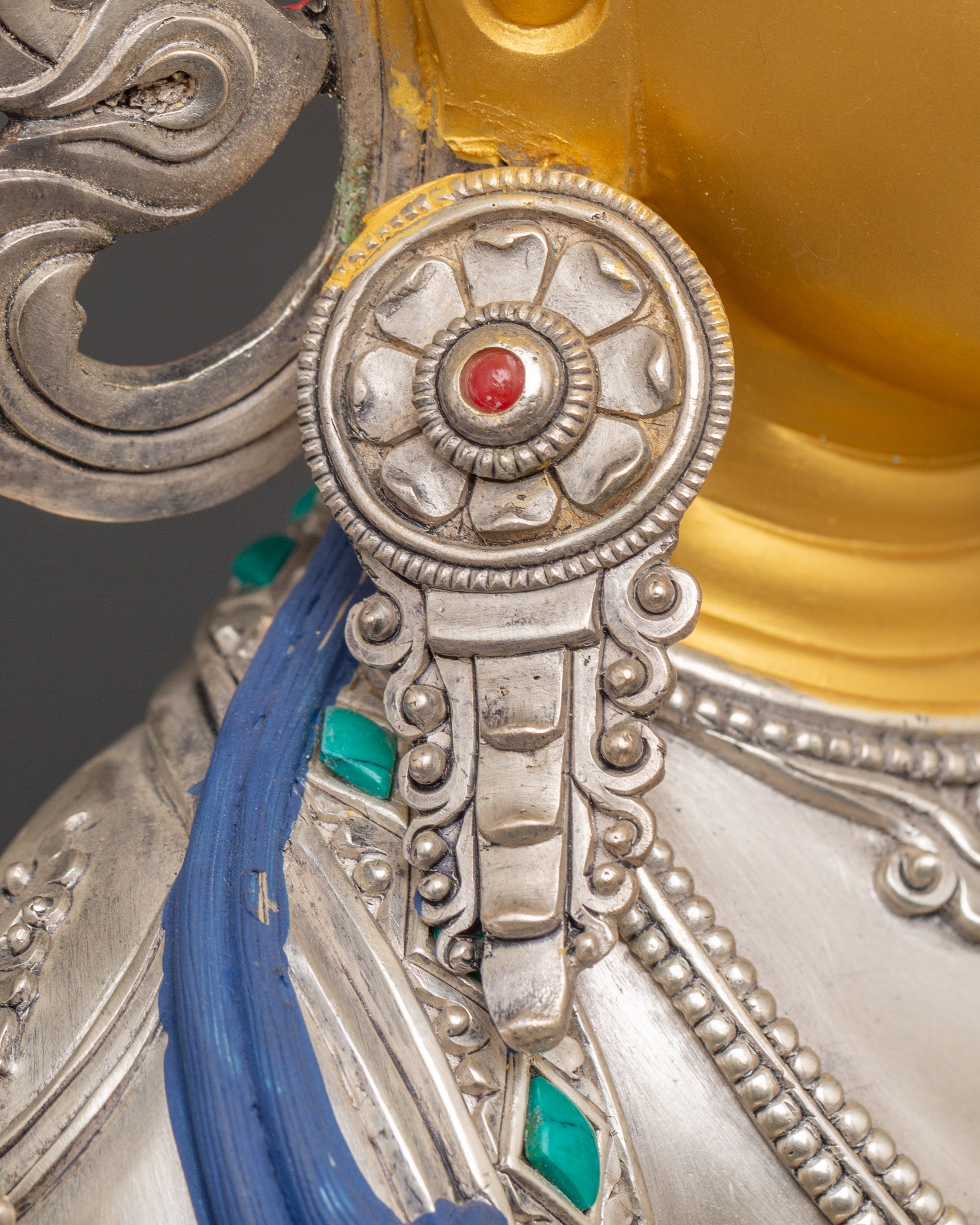 Handmade Silver Chenrezig Statue | Protector of Beings