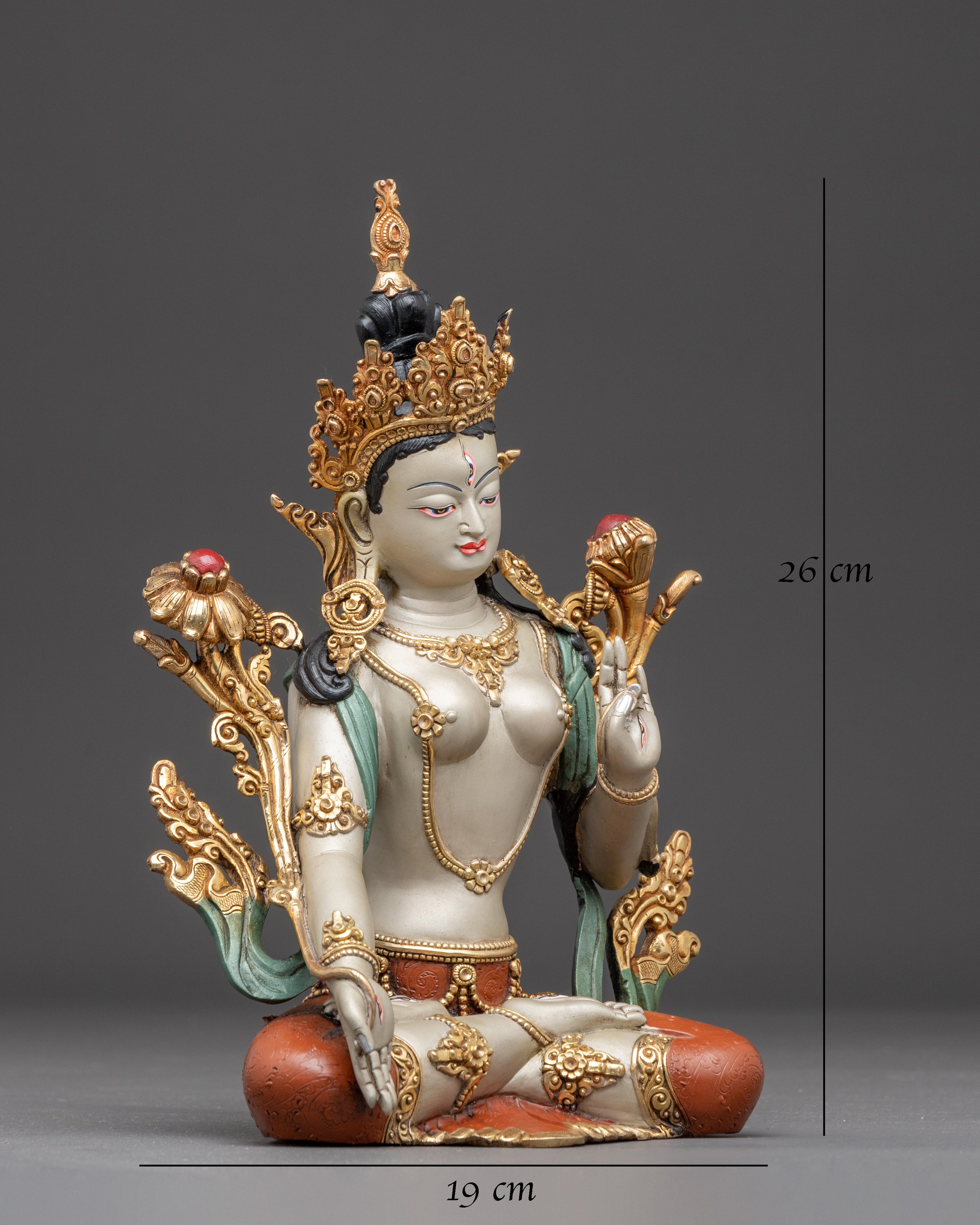 Handcrafted Himalayan Golden White Tara Divine Feminine Goddess | Traditional Artwork