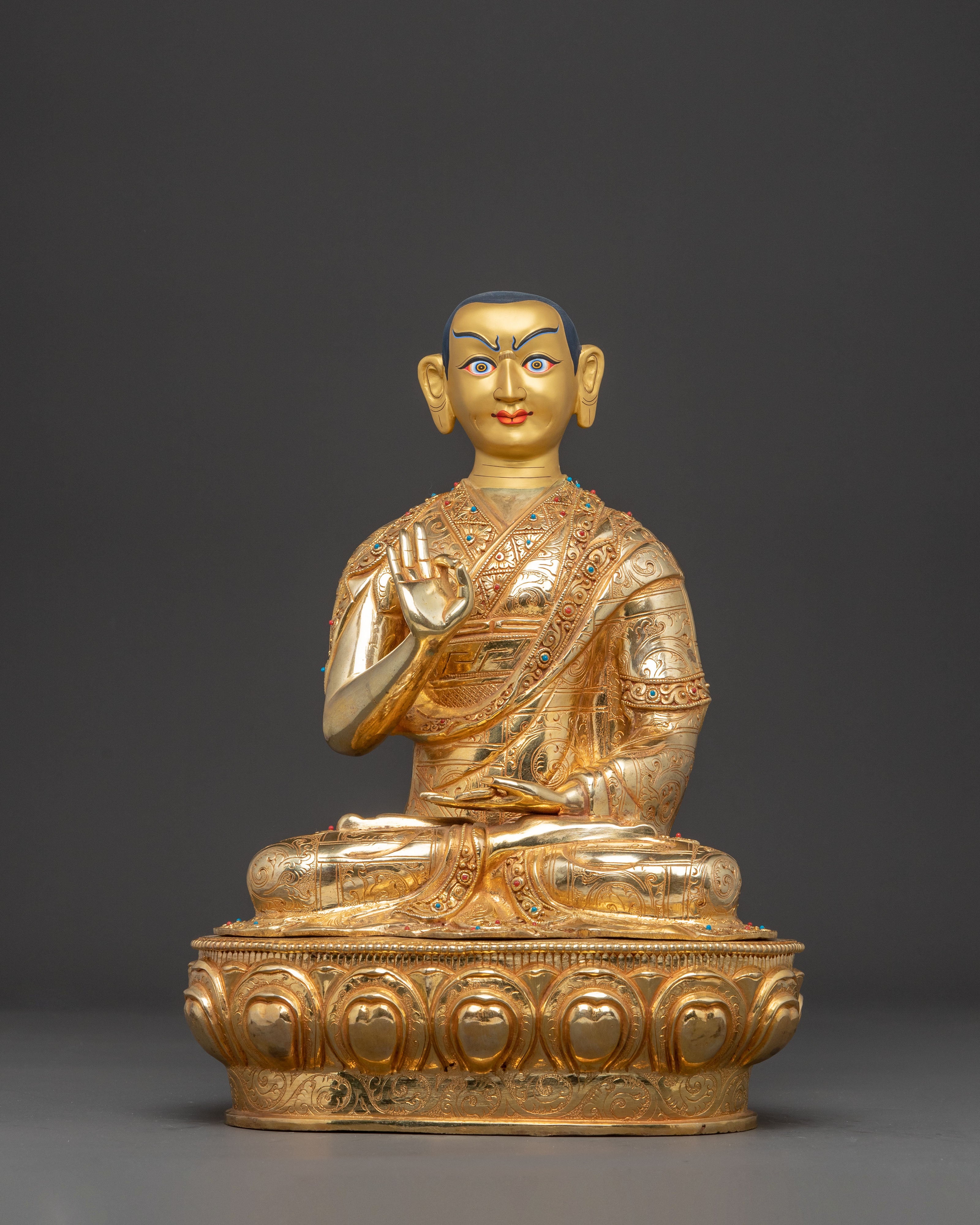 Handmade Tsongkhapa, Je Gyaltsab, and Je Khedrup Statues Set | Three Principal Masters