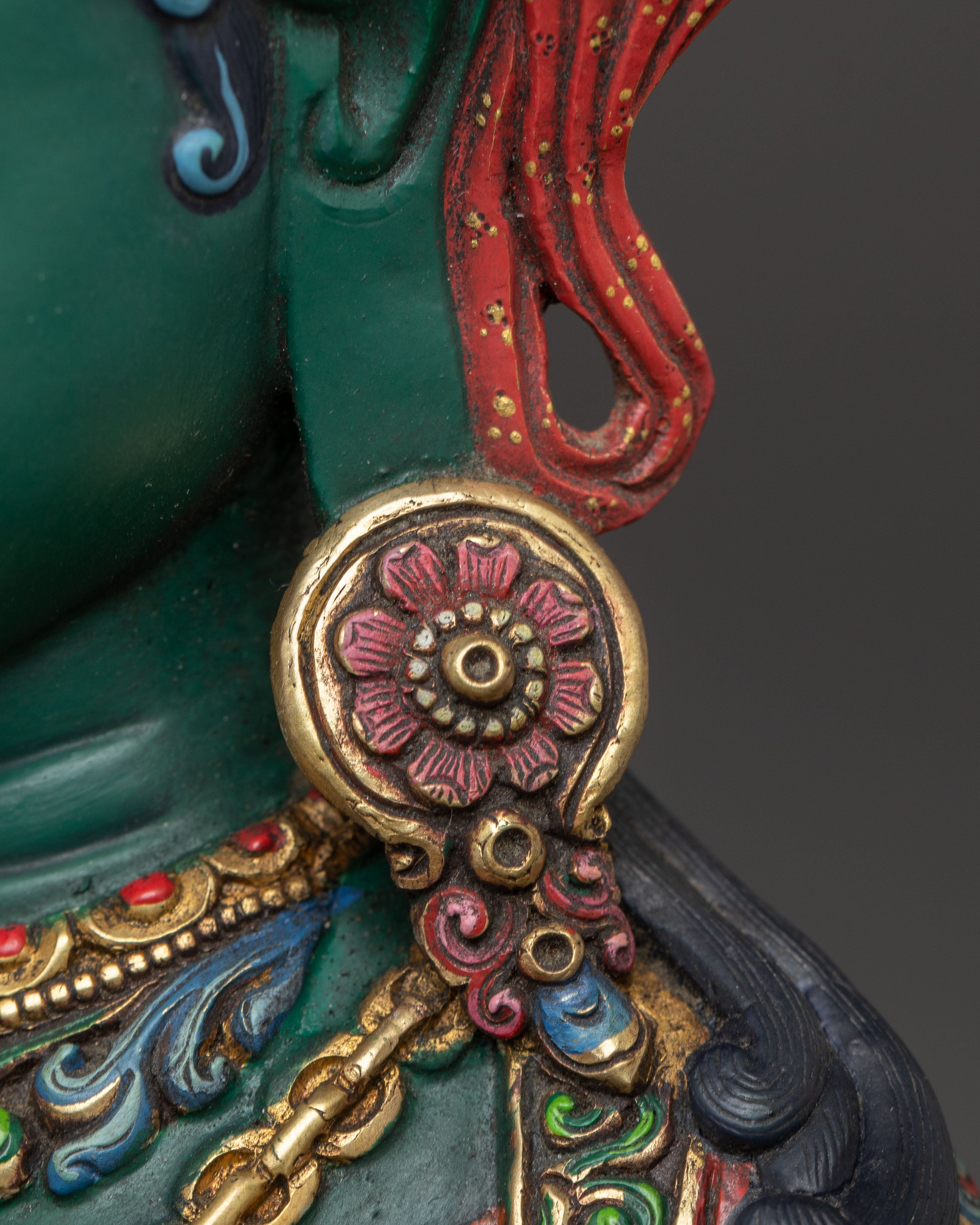 Colourful Green Tara Copper Statue | Compassion Goddess