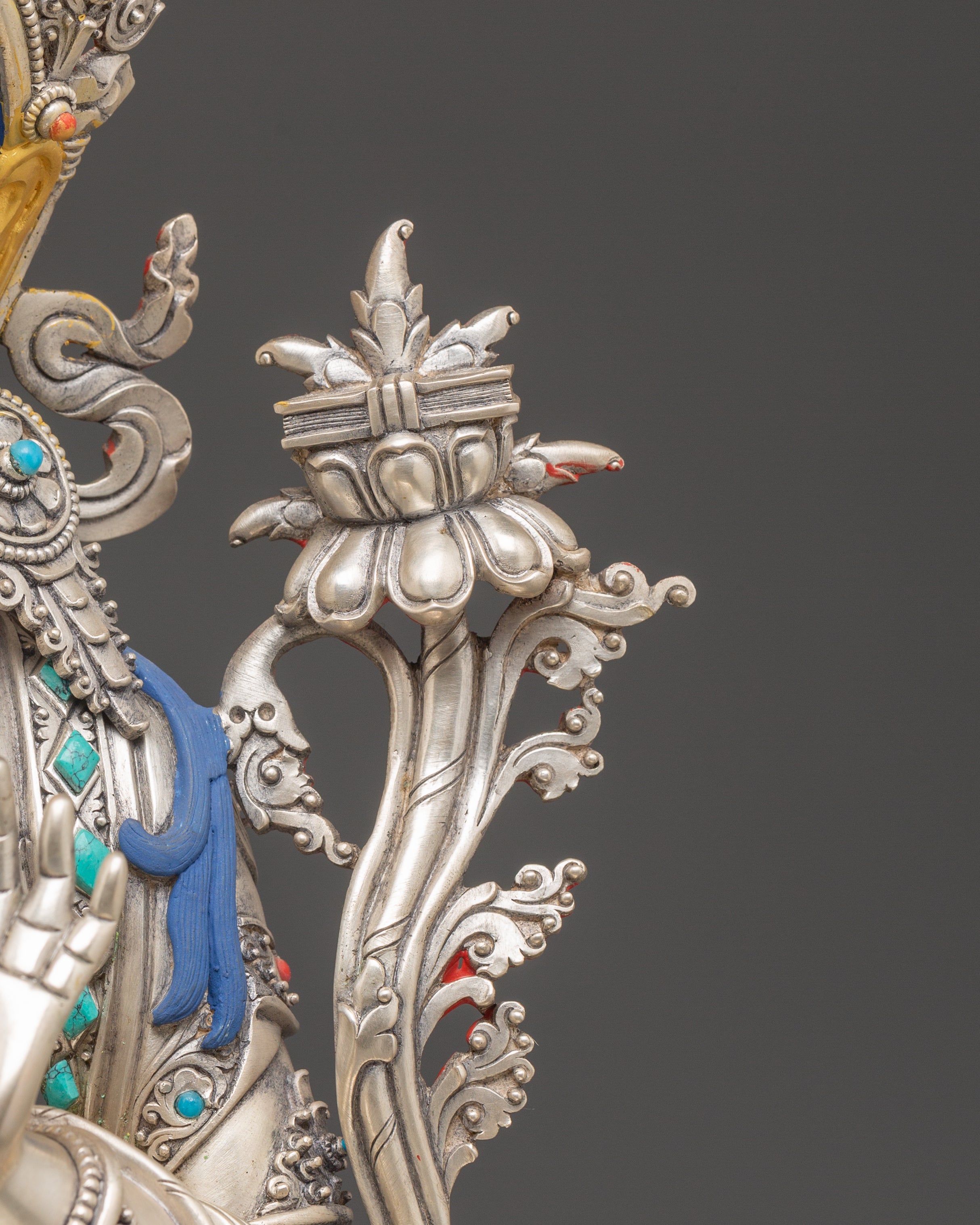 Silver Manjushri Statue | Bodhisattva of Supreme Wisdom