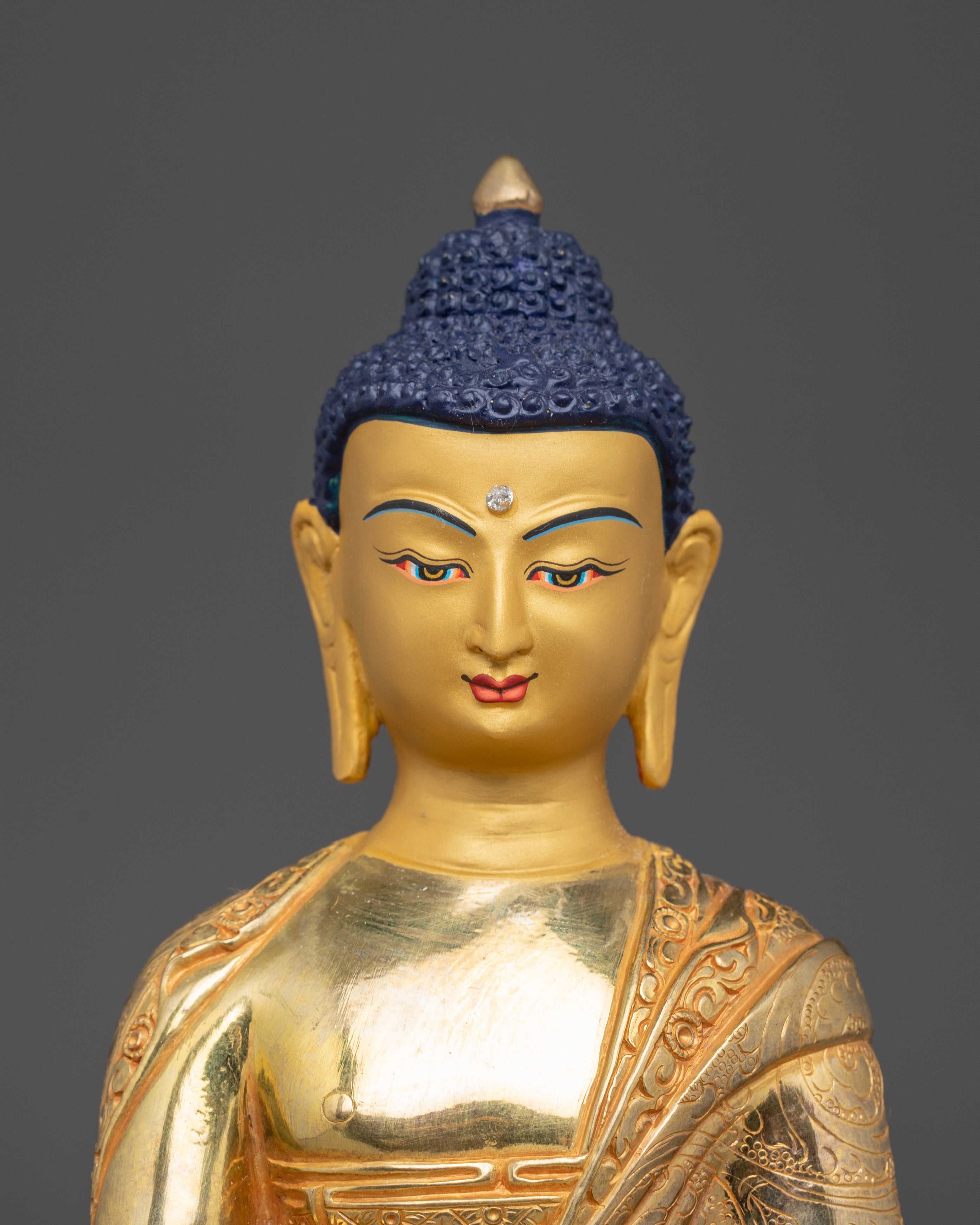 Handmade Tibetan Golden Shakyamuni Buddha Copper Art