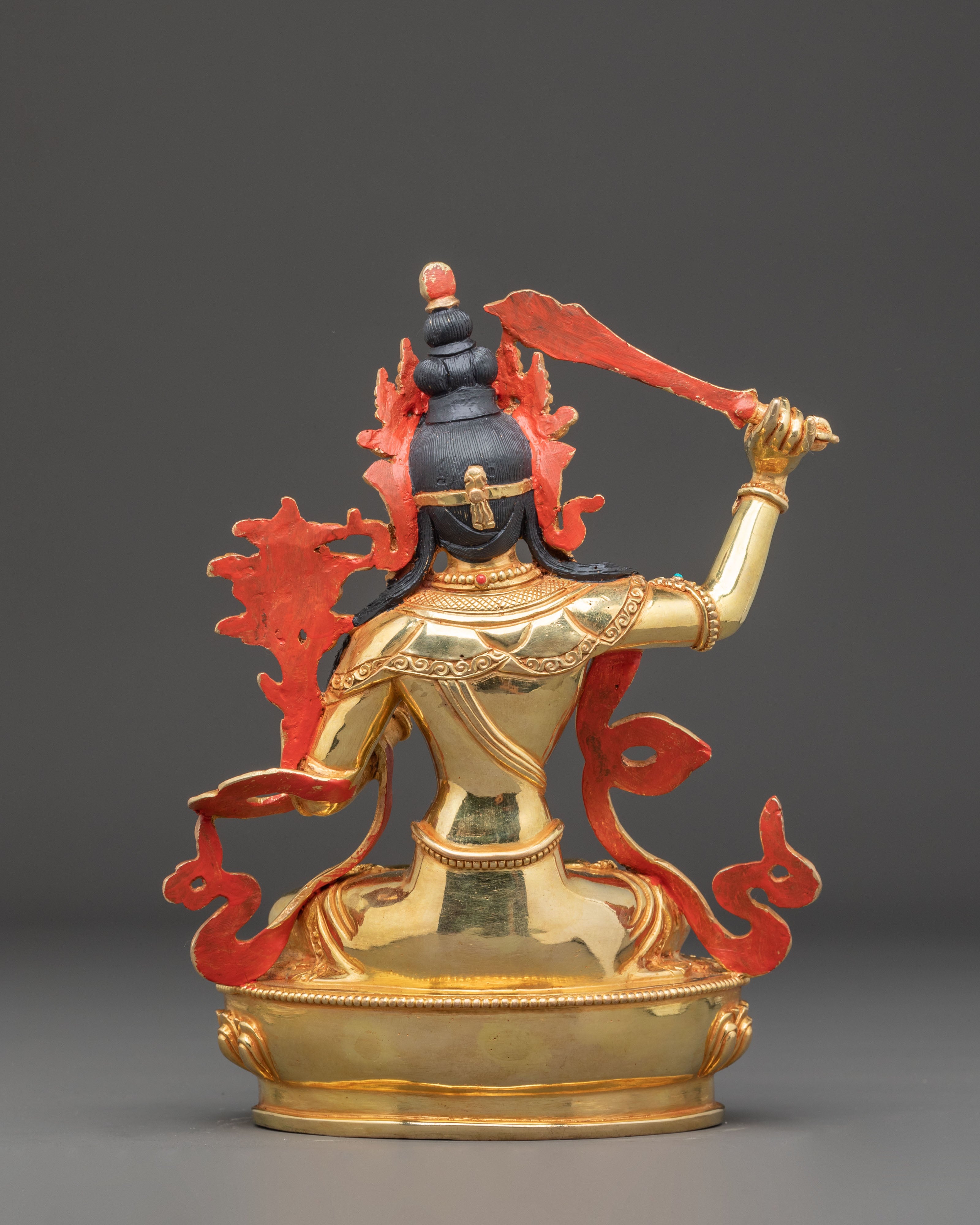 Handmade Buddhist Copper Statue of Bodhisattva Manjushri | Wisdom Deity