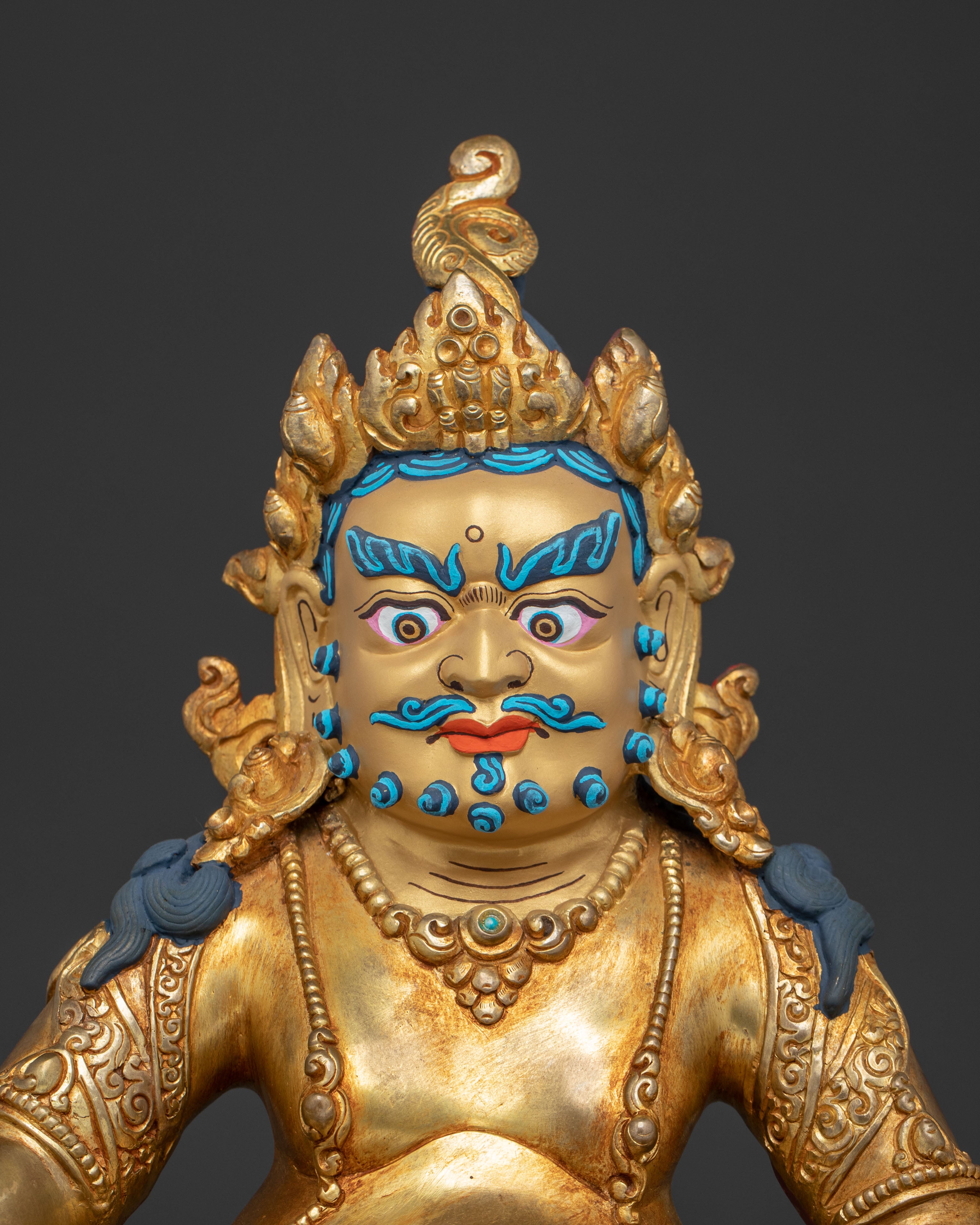 Golden Majestic Wealth Icon Dzambhala Statue | Tibetan Protector Deity