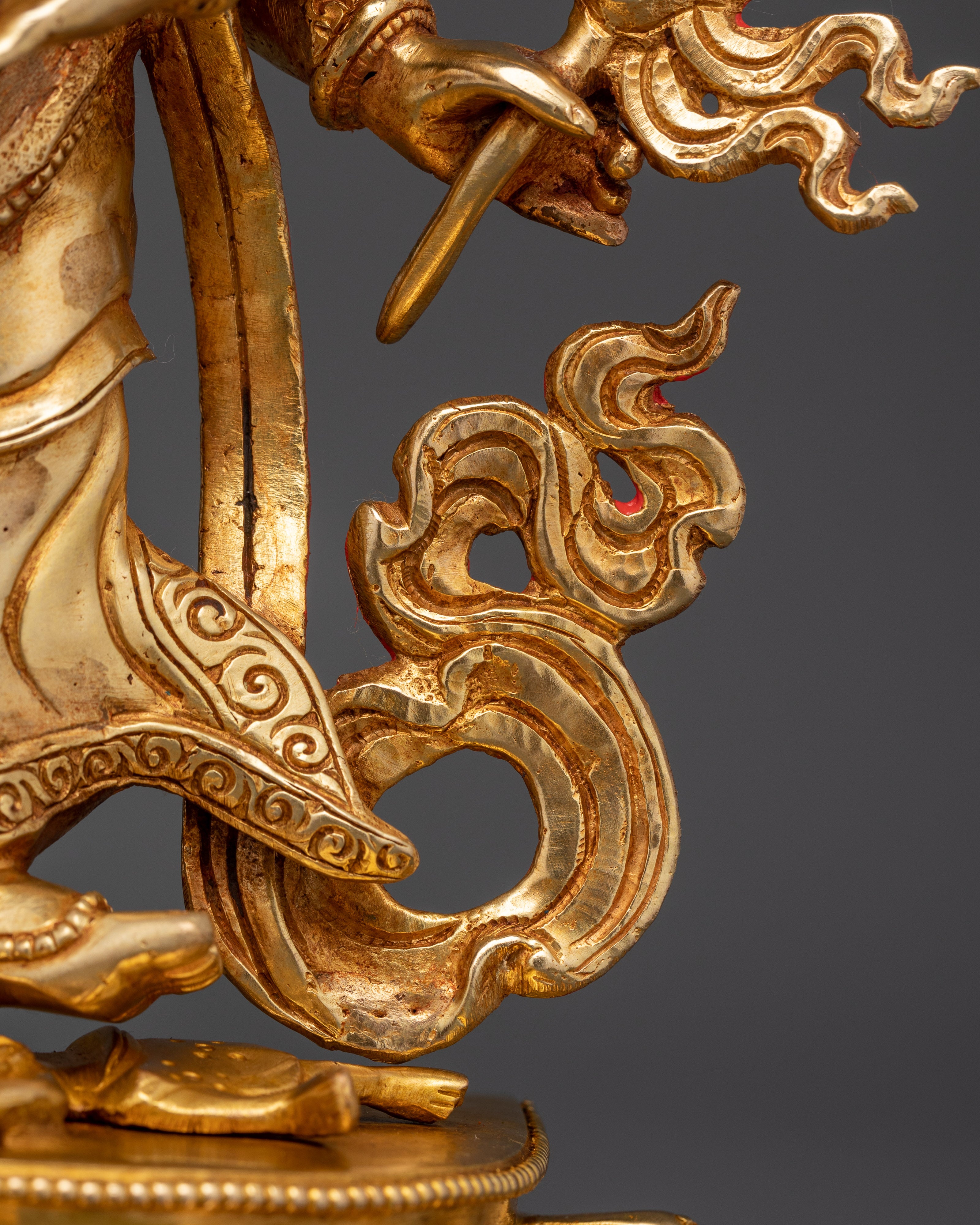 An Elegant White Mahakala Figurine | Handcrafted 24K Gold Gilded Sculpture