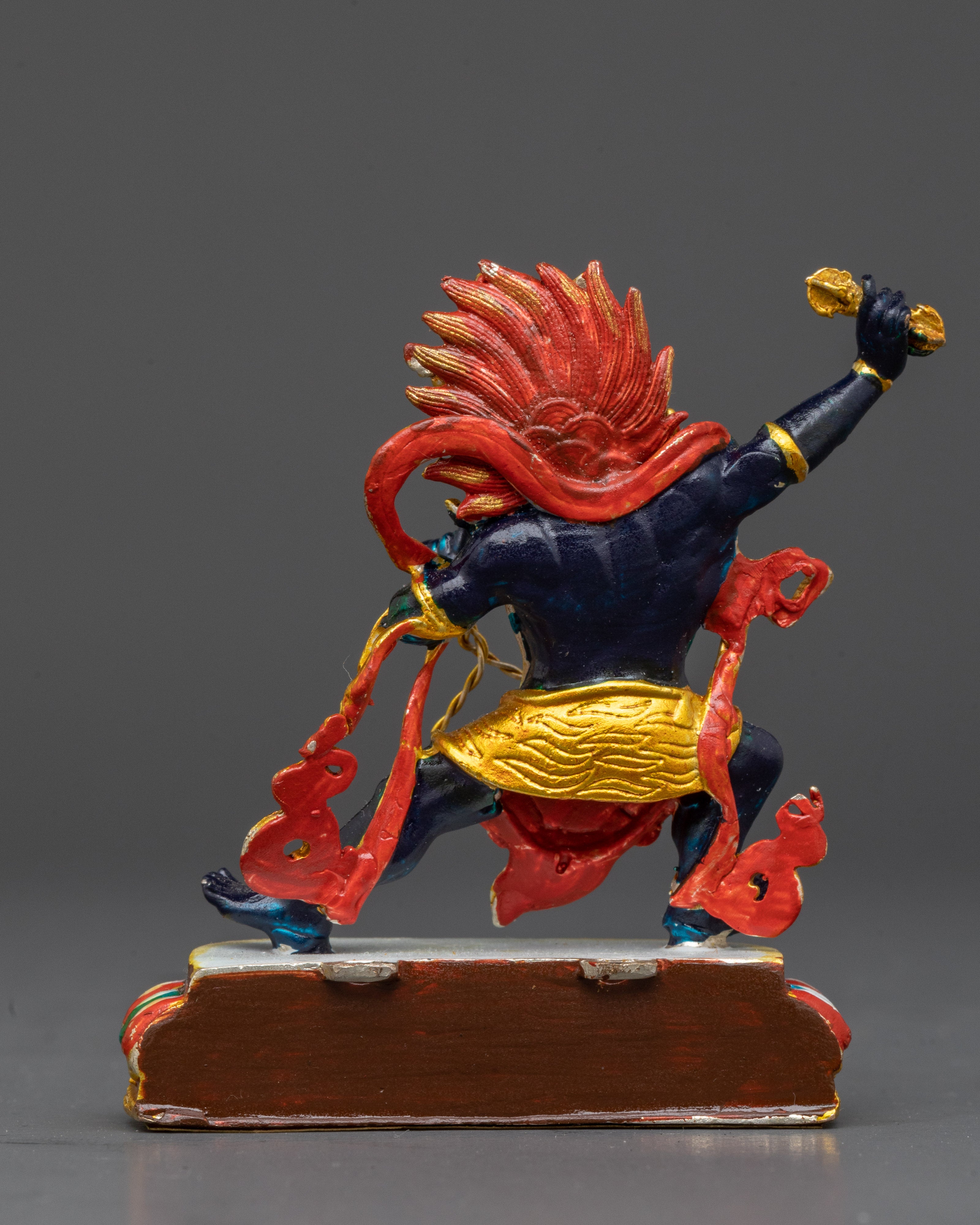 Tibetan Semi-Wrathful Vajrapani | Gold Electroplated Miniature Buddha Sculpture