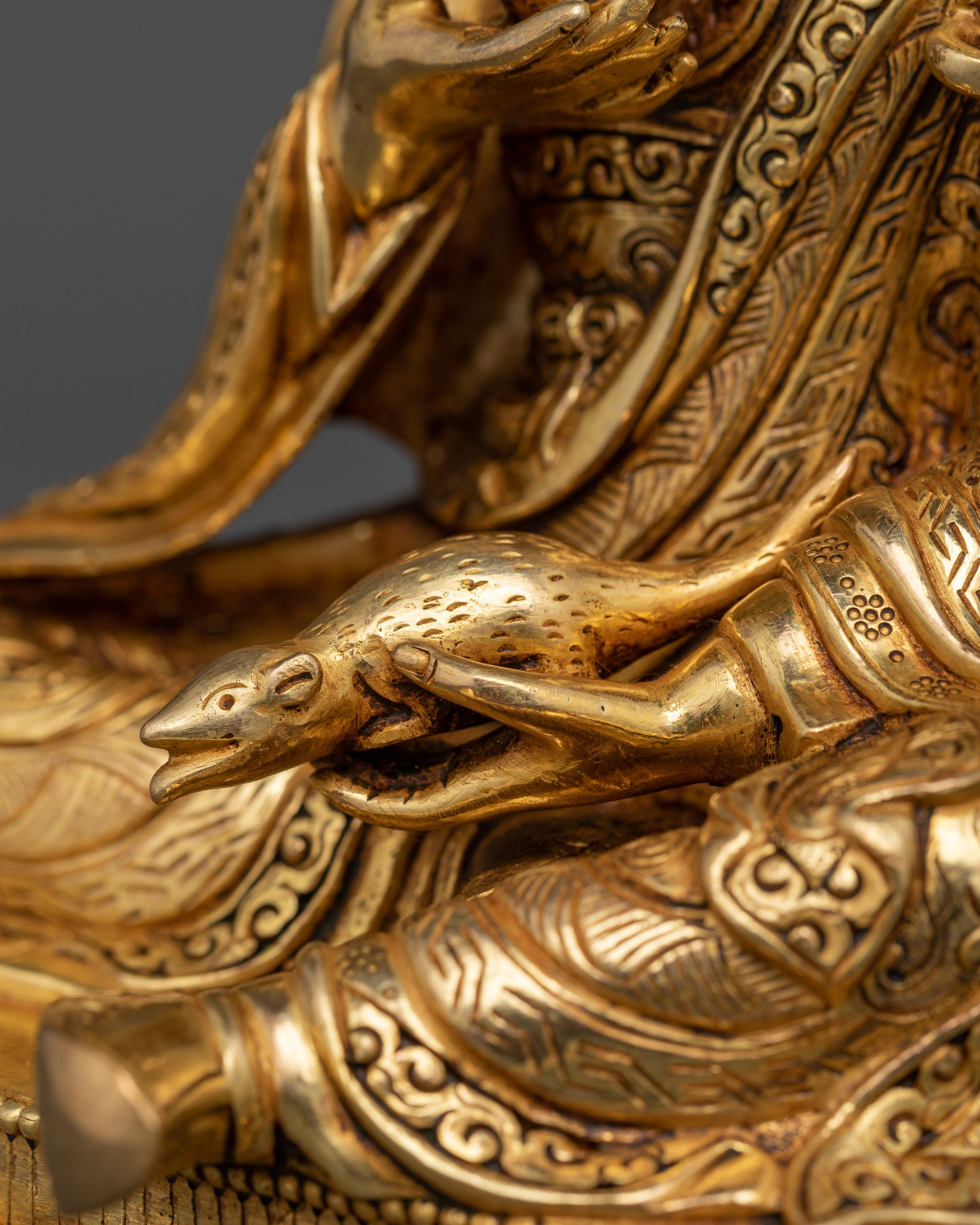 Guru Norla Lama Statue | Sacred Gold Gilded Spiritual Art