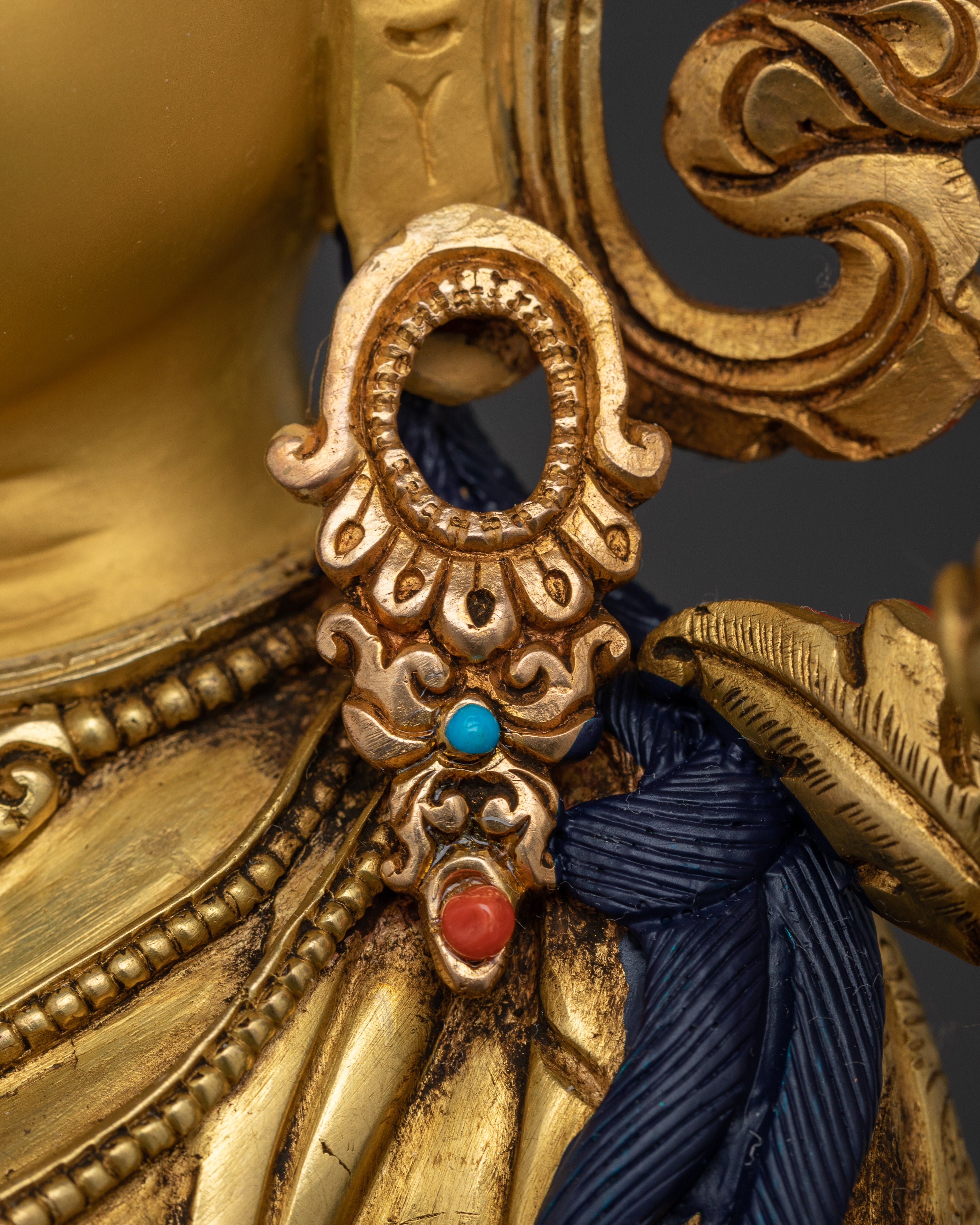 Green Tara Buddha Goddess Statue | 24K Gold Gilded Copper Sculpture