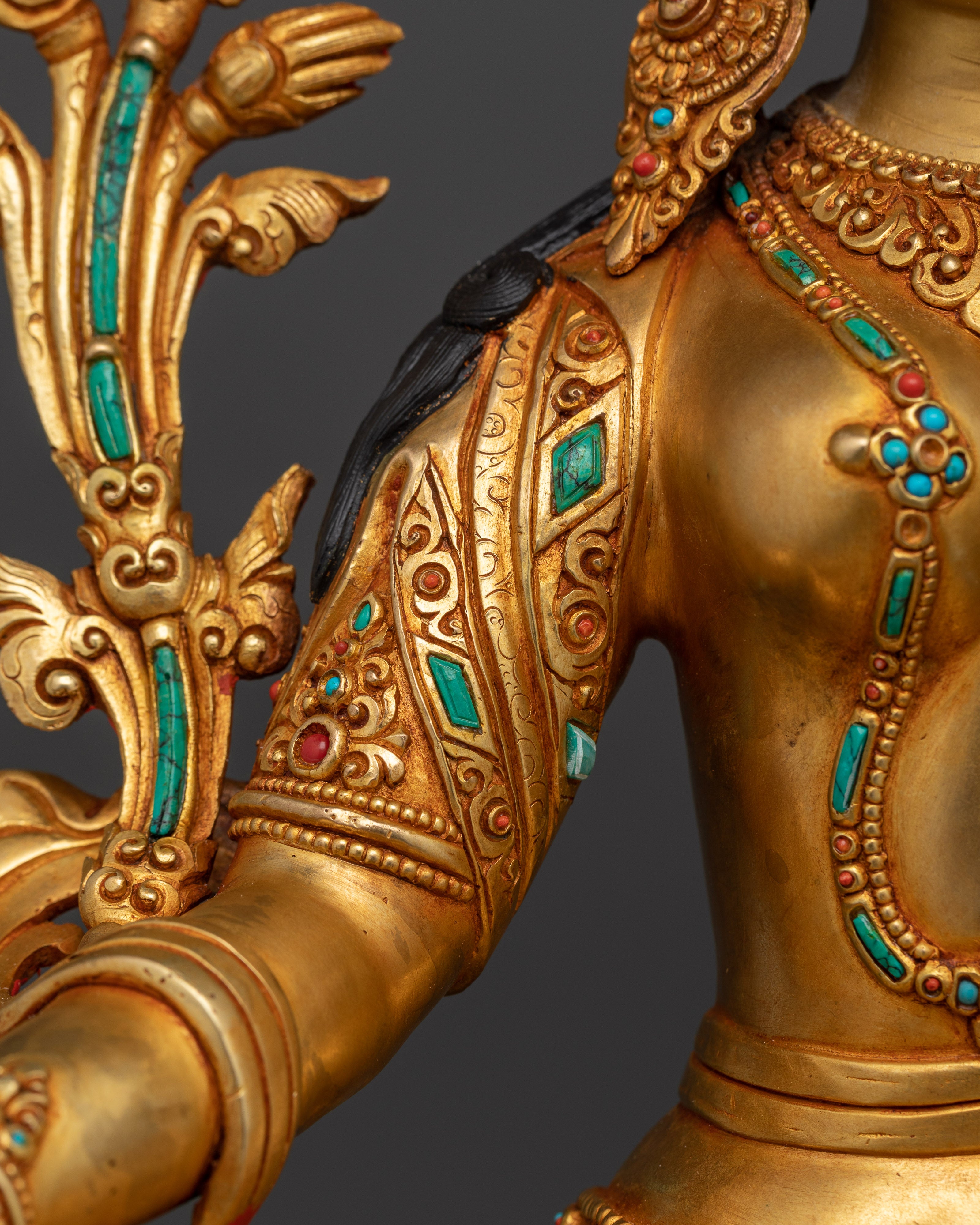 Green Tara - The Goddess of Compassion | 24K Gold Gilded Buddhist Statue