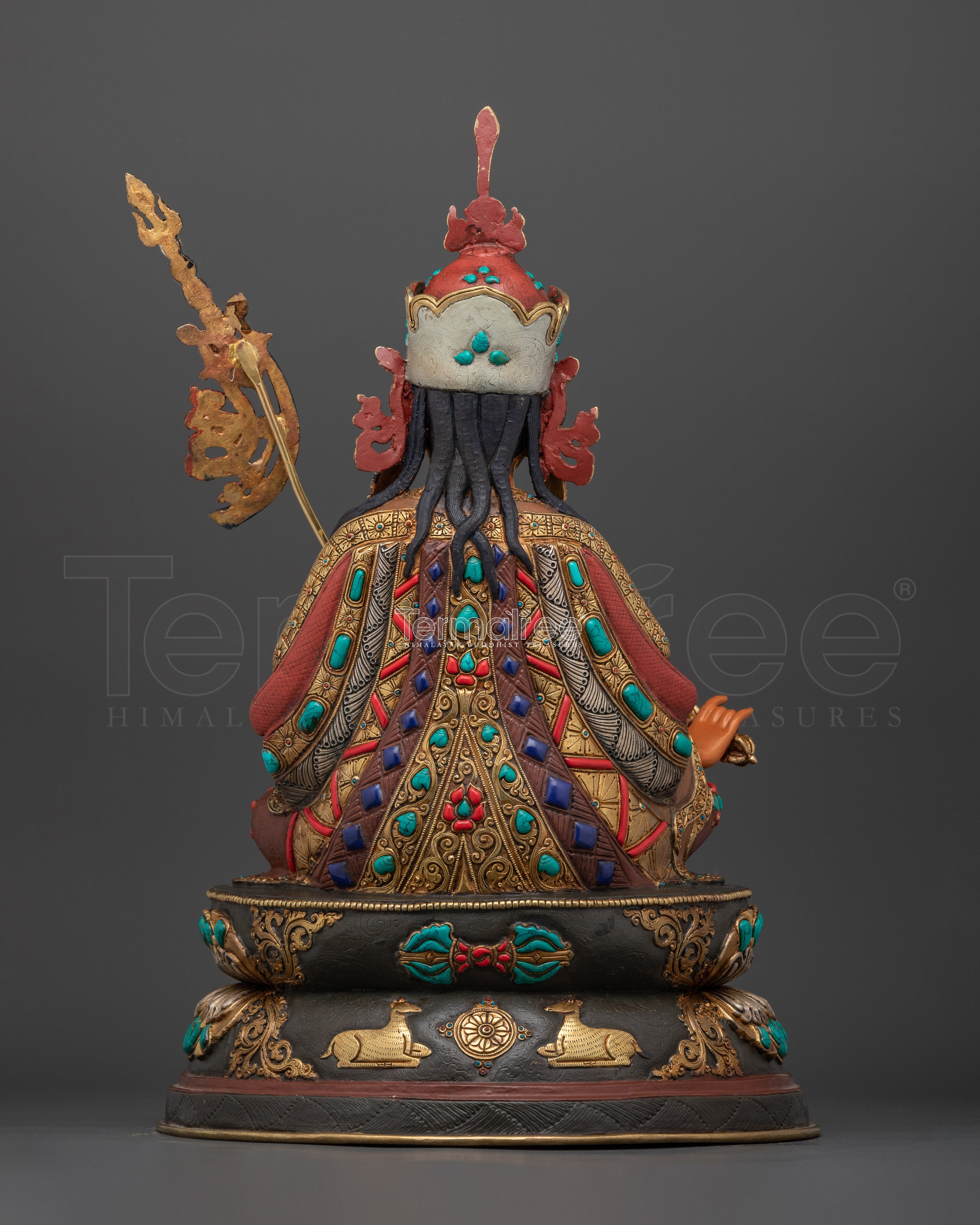 Tibetan Lama Guru Rinpoche Statue | 24K Gold Gilded Buddhist Art